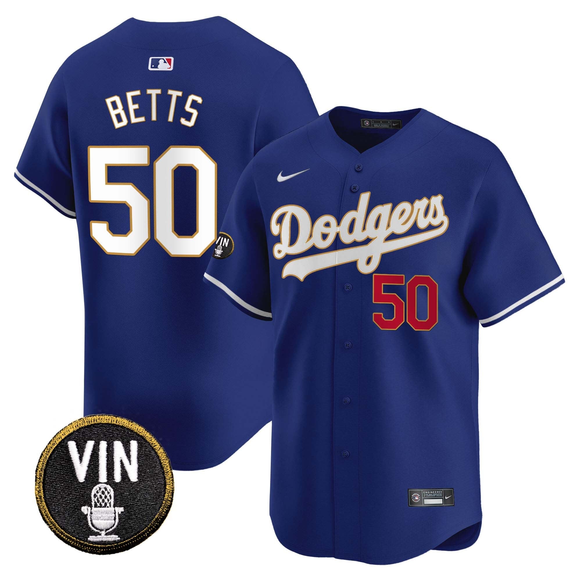 Men’s Vin Scully Patch Gold Trim Vapor Premier Limited Jersey