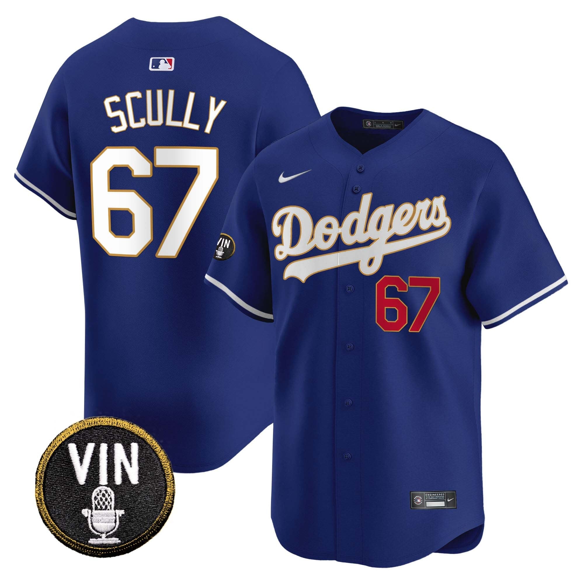 Men’s Vin Scully Patch Gold Trim Vapor Premier Limited Jersey