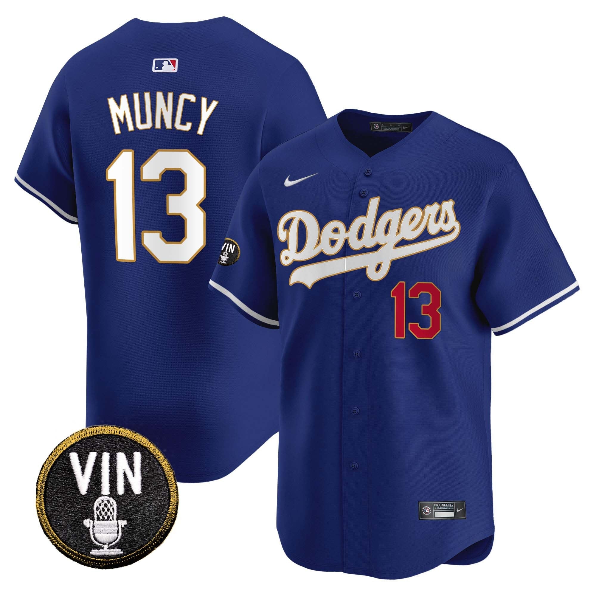 Men’s Vin Scully Patch Gold Trim Vapor Premier Limited Jersey
