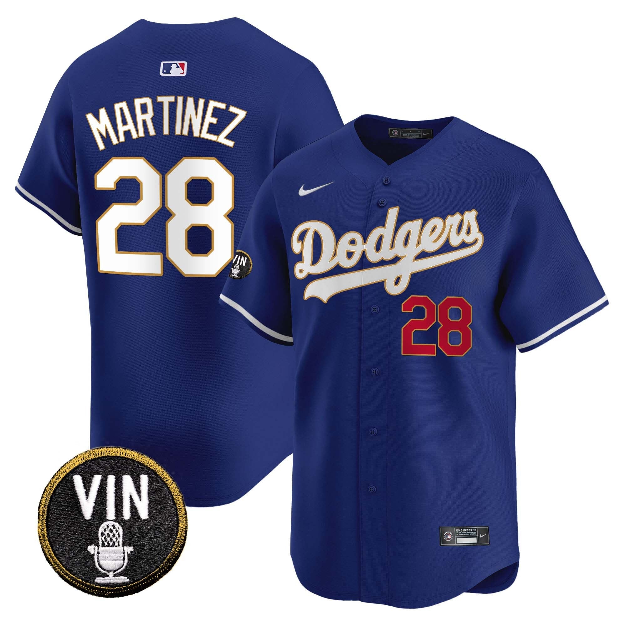 Men’s Vin Scully Patch Gold Trim Vapor Premier Limited Jersey