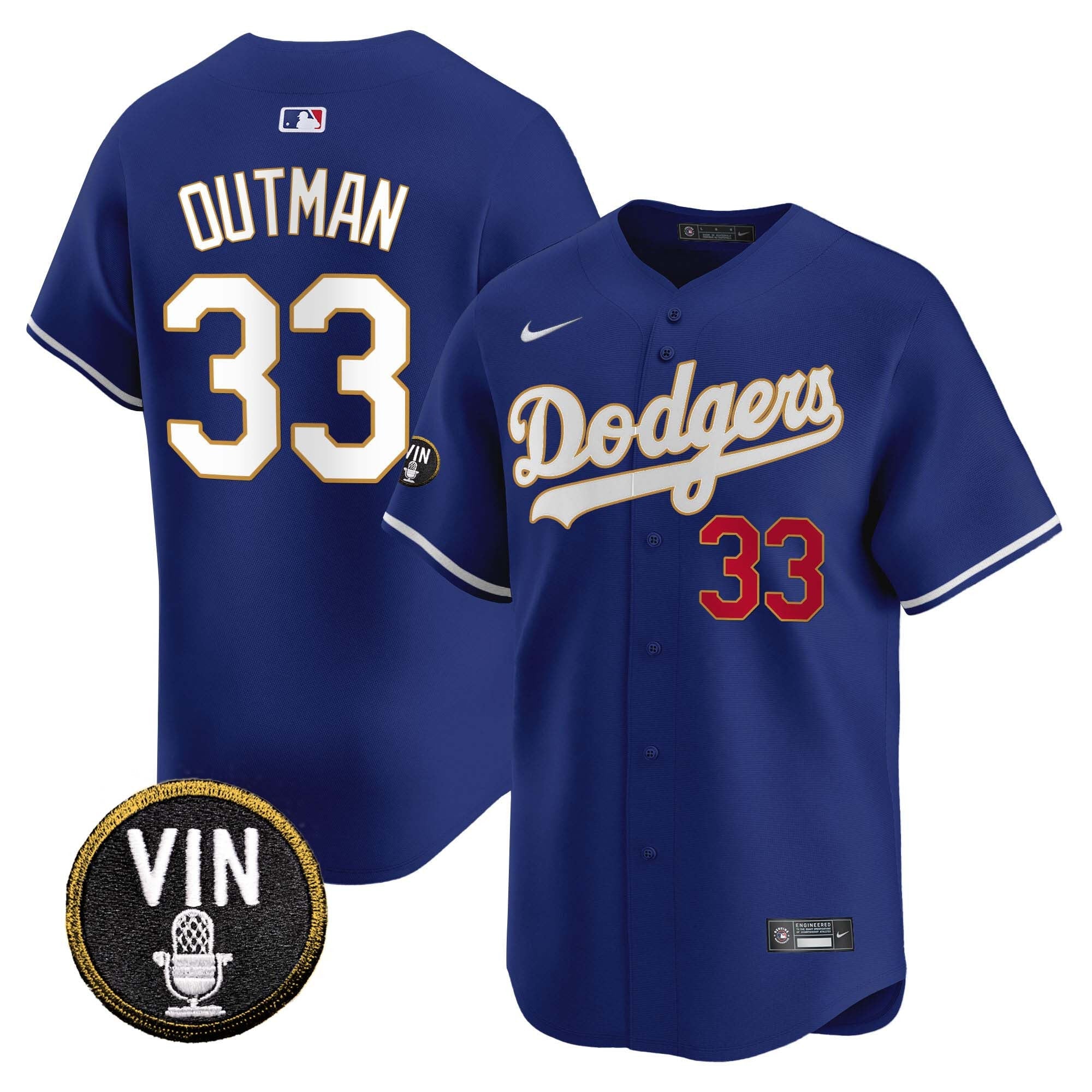 Men’s Vin Scully Patch Gold Trim Vapor Premier Limited Jersey