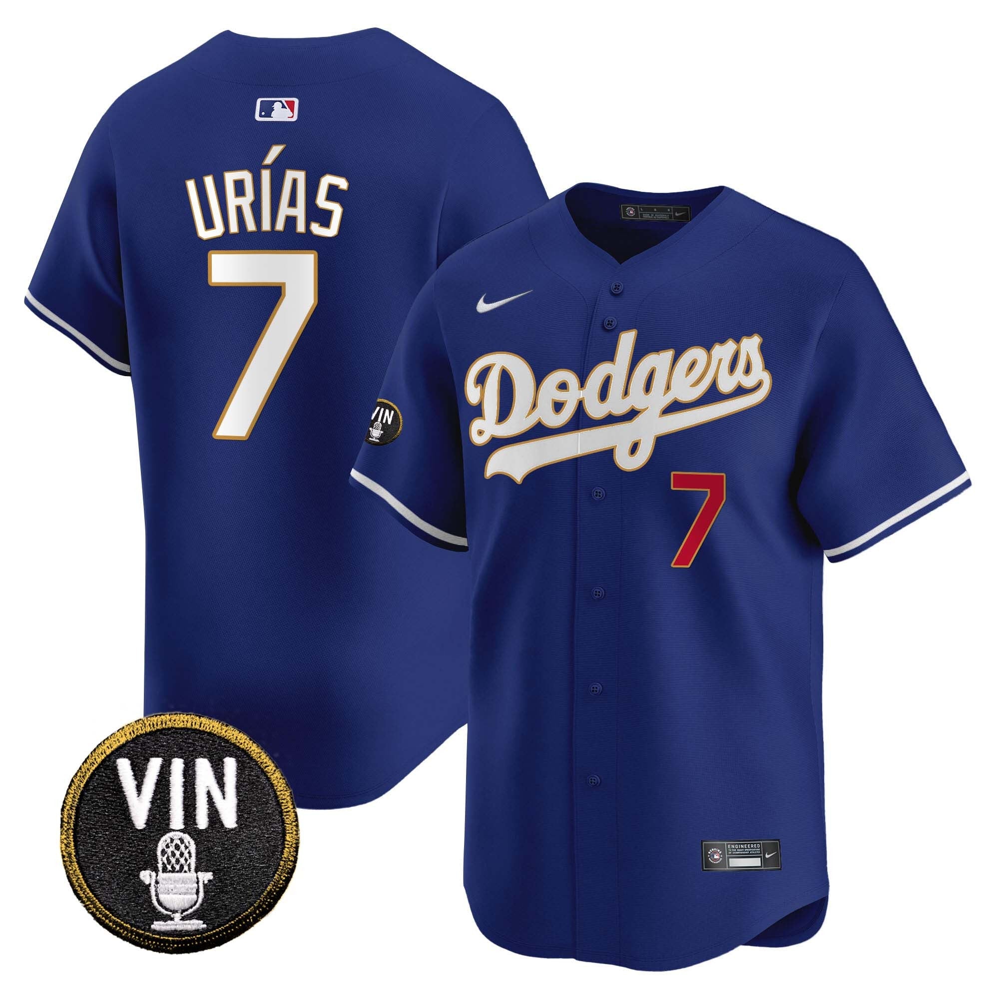 Men’s Vin Scully Patch Gold Trim Vapor Premier Limited Jersey