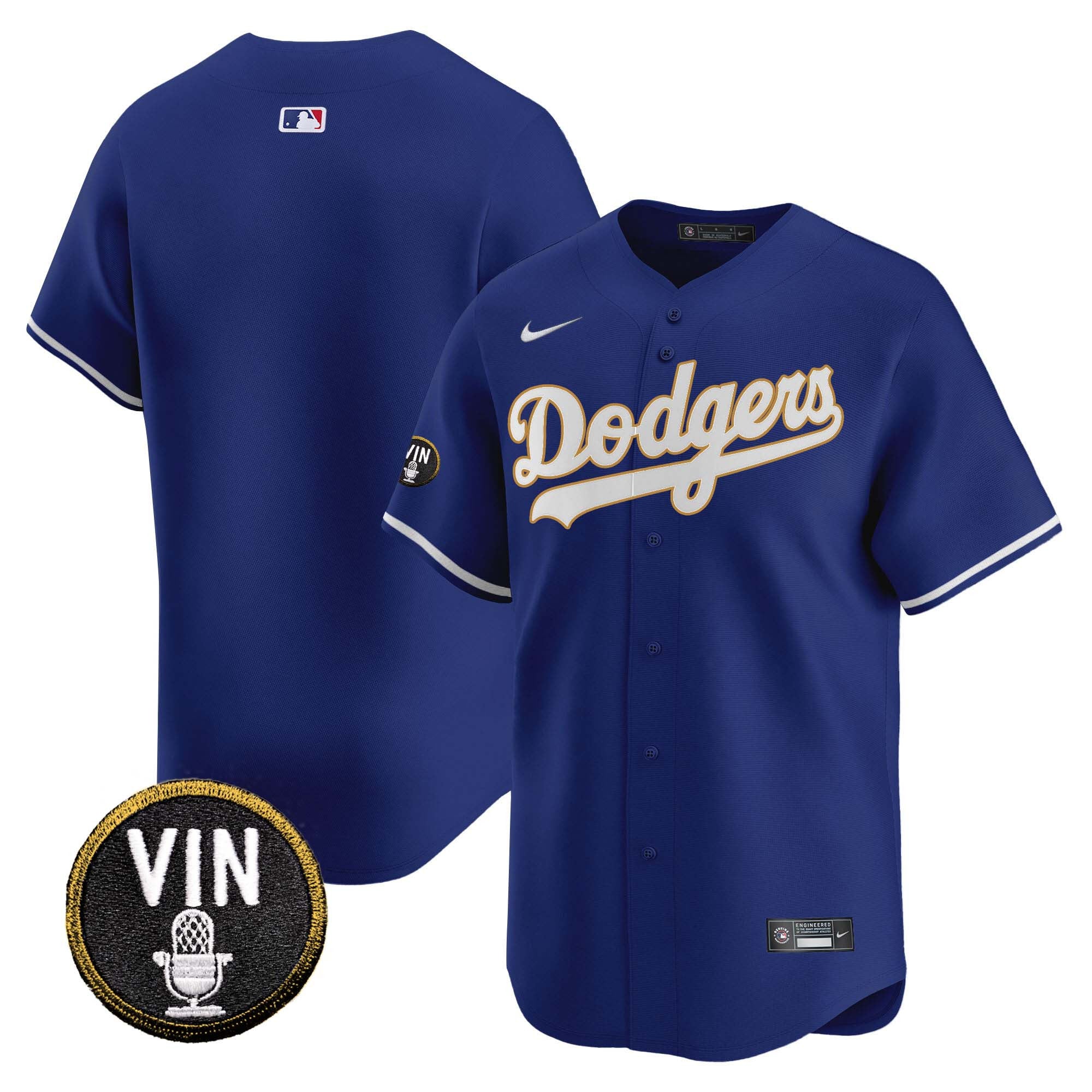 Men’s Vin Scully Patch Gold Trim Vapor Premier Limited Jersey