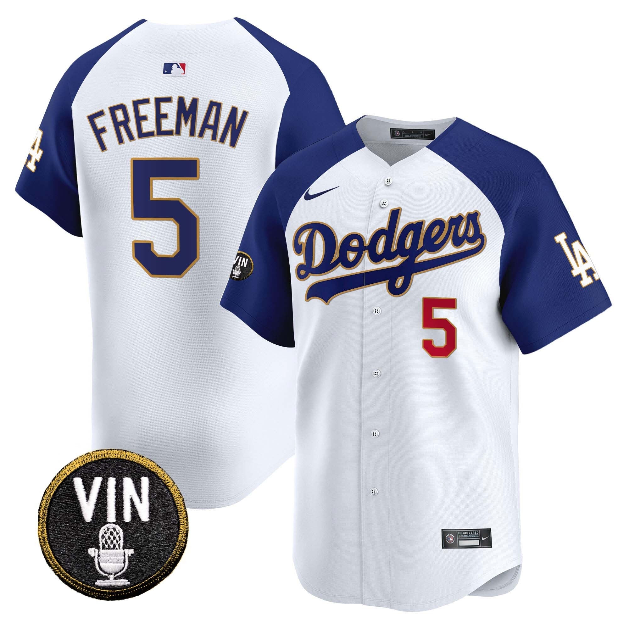 Men’s Vin Scully Patch Gold Trim Vapor Premier Limited Jersey