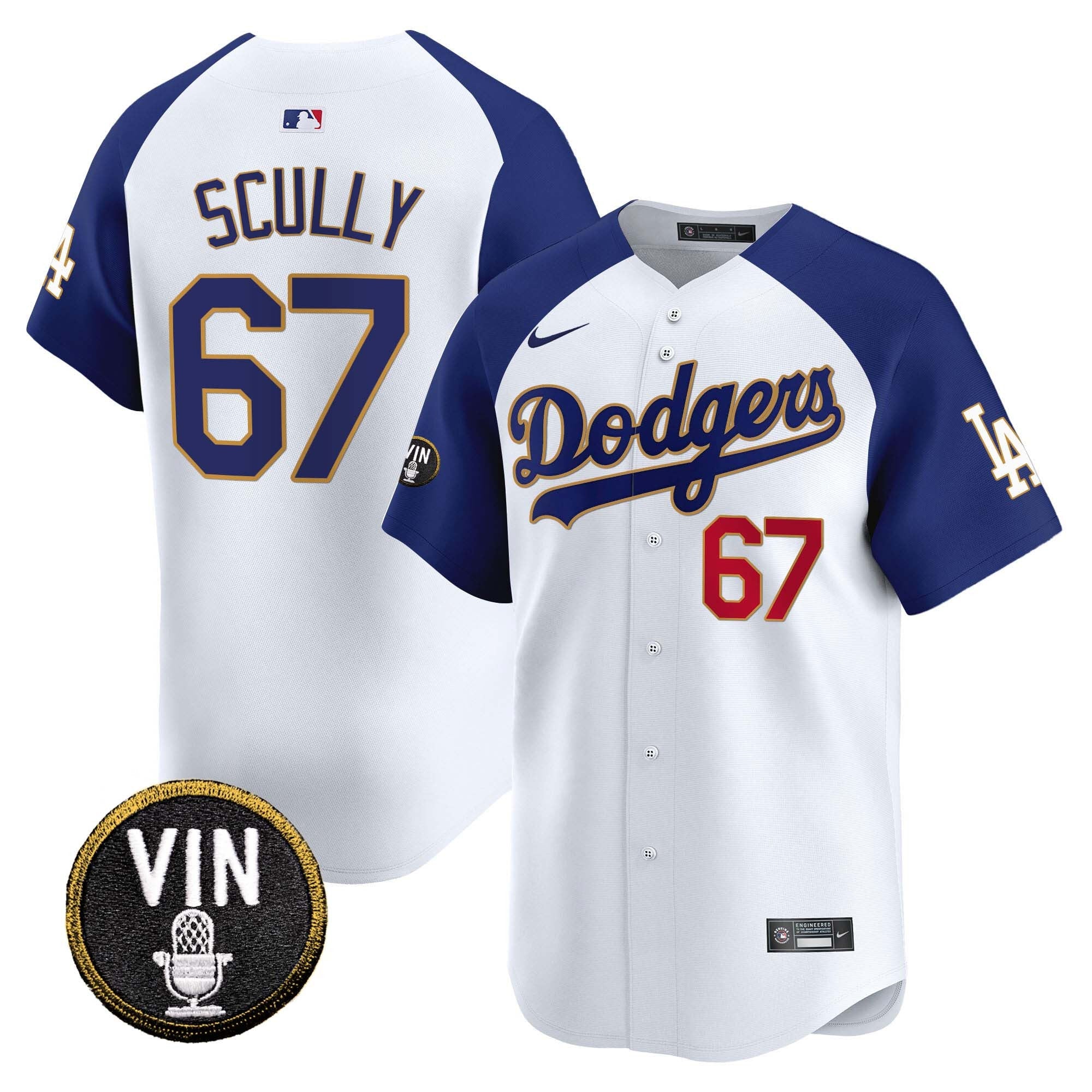Men’s Vin Scully Patch Gold Trim Vapor Premier Limited Jersey