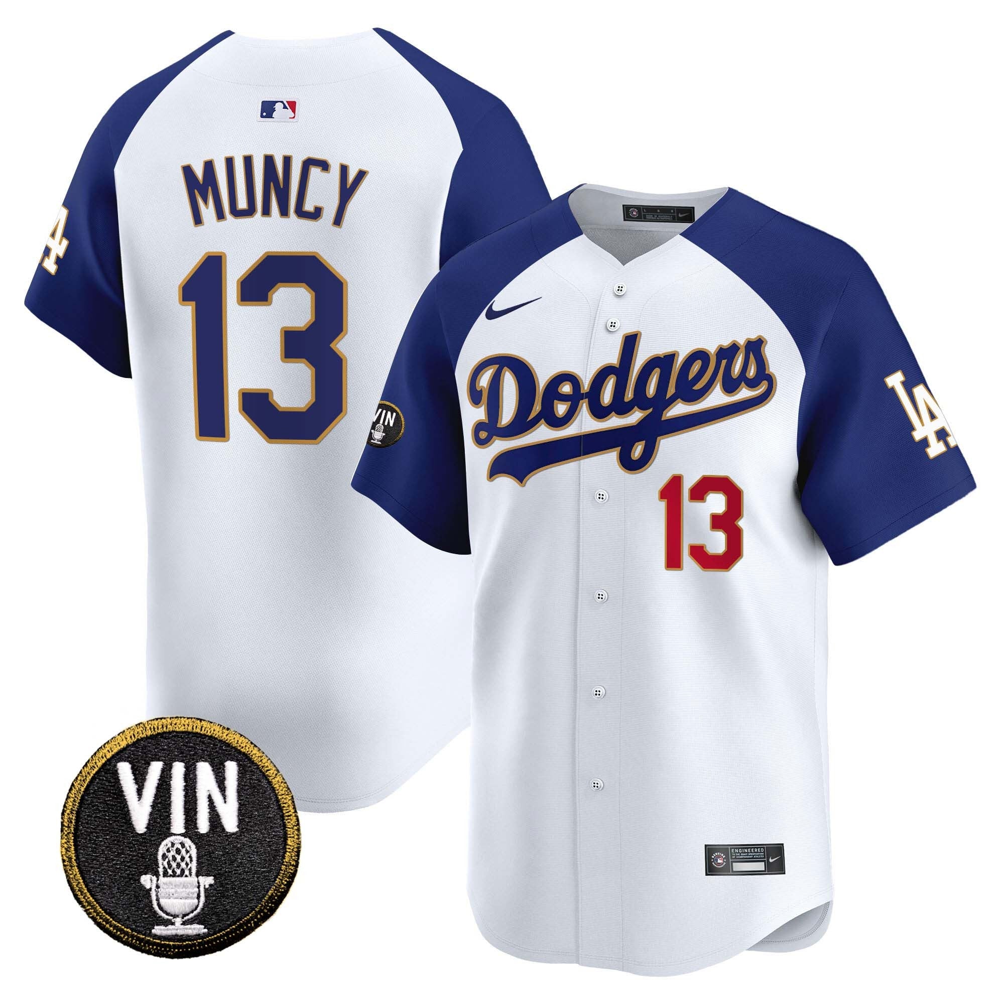 Men’s Vin Scully Patch Gold Trim Vapor Premier Limited Jersey
