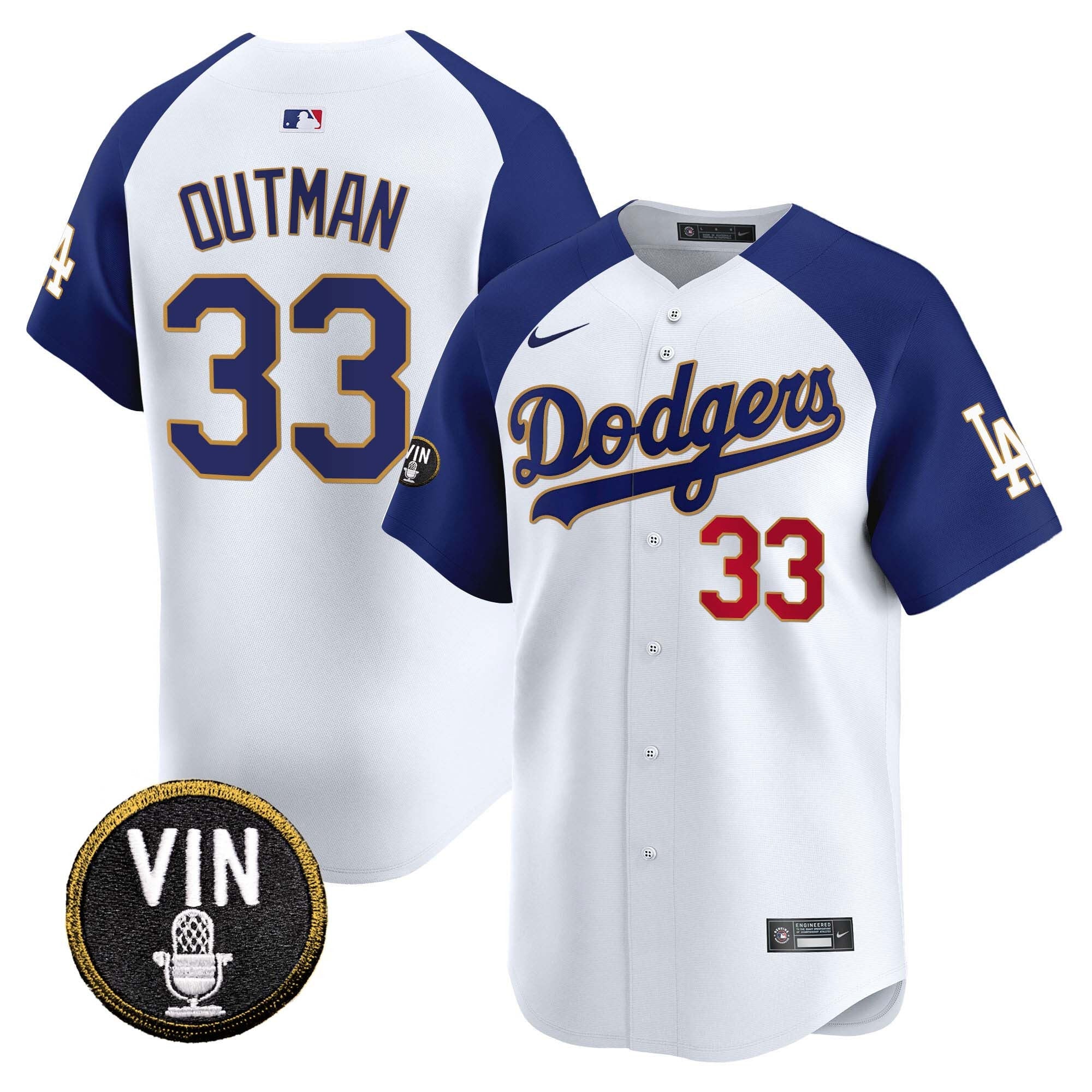 Men’s Vin Scully Patch Gold Trim Vapor Premier Limited Jersey