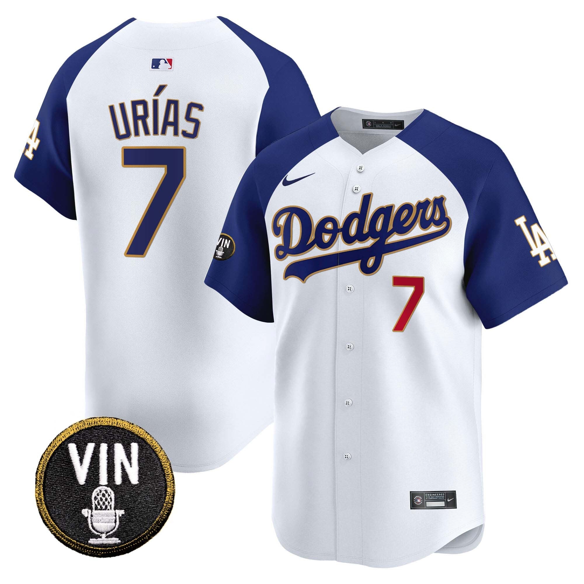 Men’s Vin Scully Patch Gold Trim Vapor Premier Limited Jersey