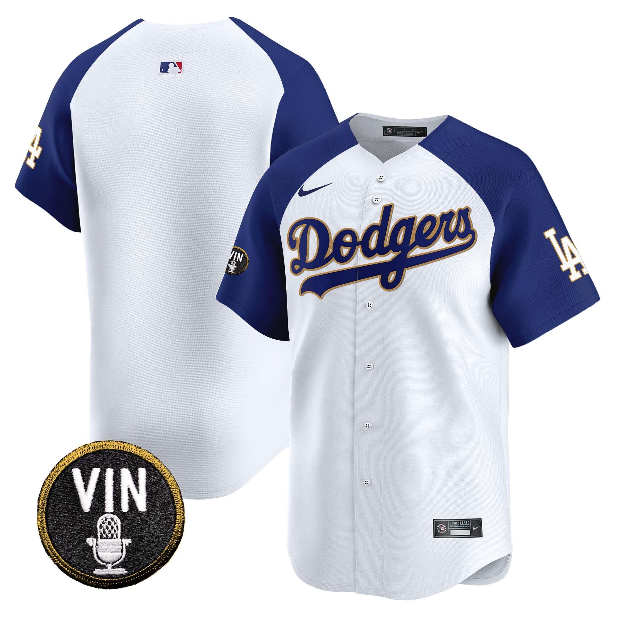 Men’s Vin Scully Patch Gold Trim Vapor Premier Limited Jersey