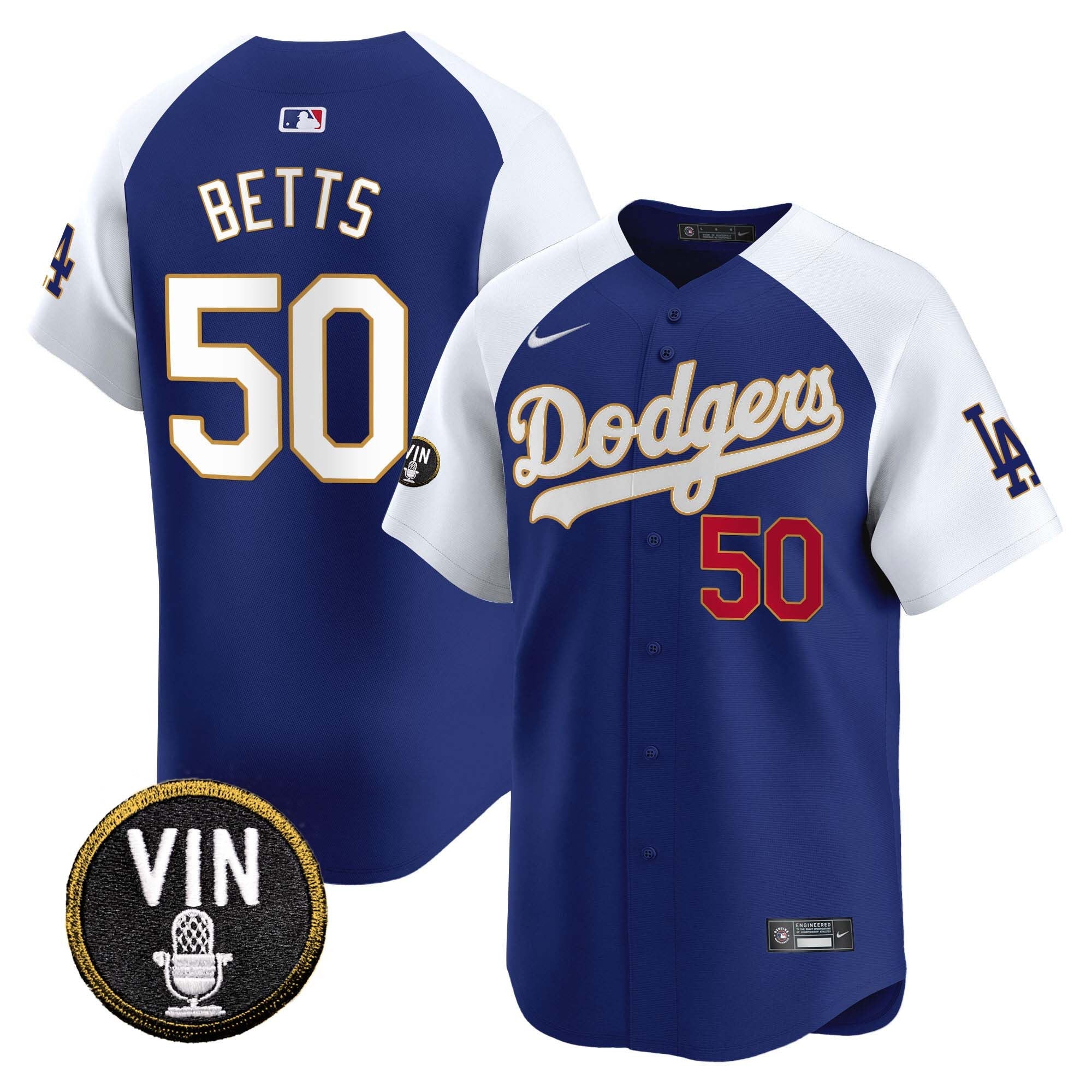 Men’s Vin Scully Patch Gold Trim Vapor Premier Limited Jersey