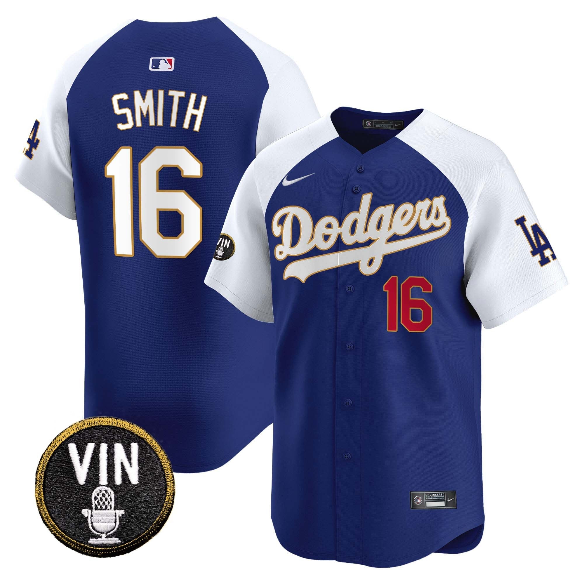 Men’s Vin Scully Patch Gold Trim Vapor Premier Limited Jersey