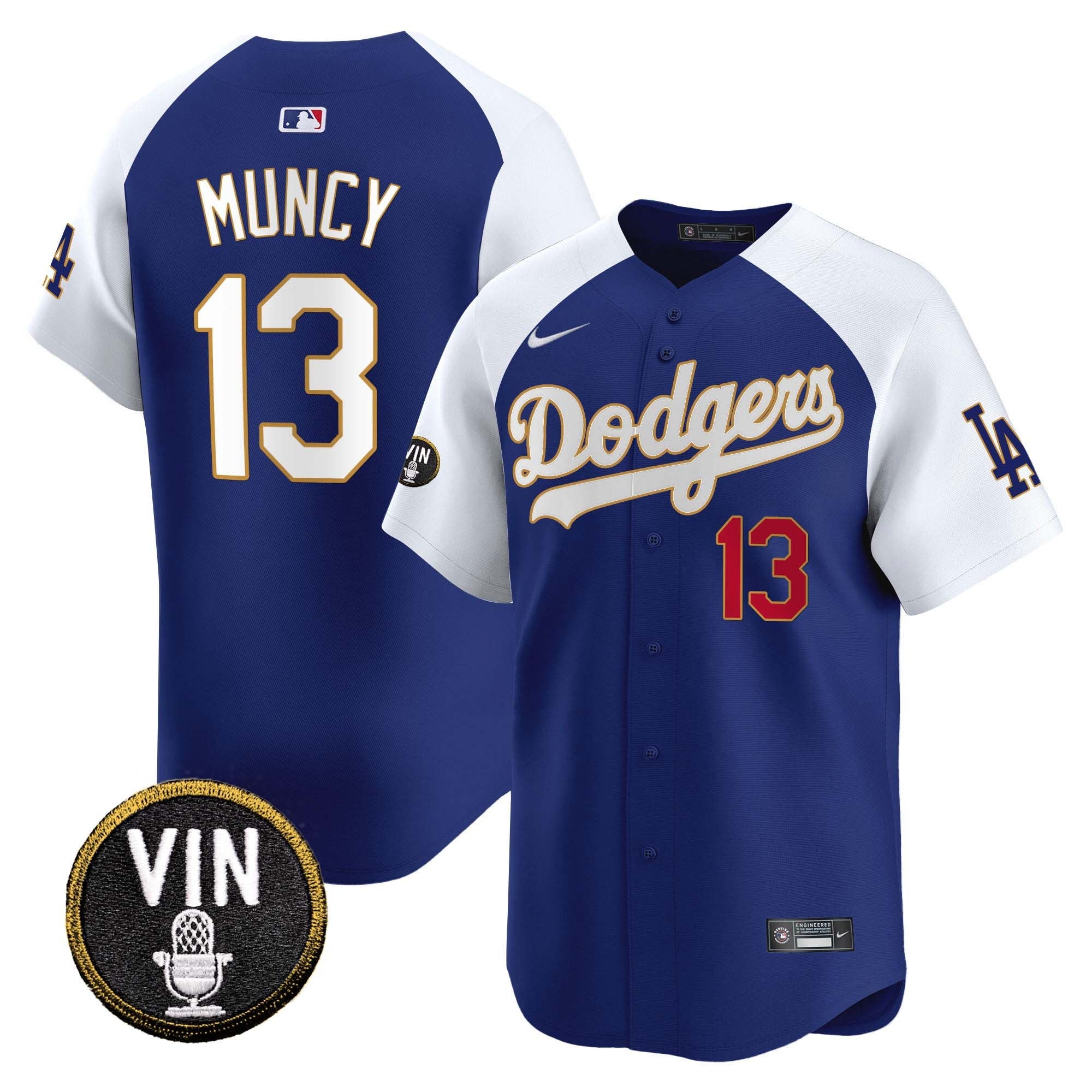 Men’s Vin Scully Patch Gold Trim Vapor Premier Limited Jersey