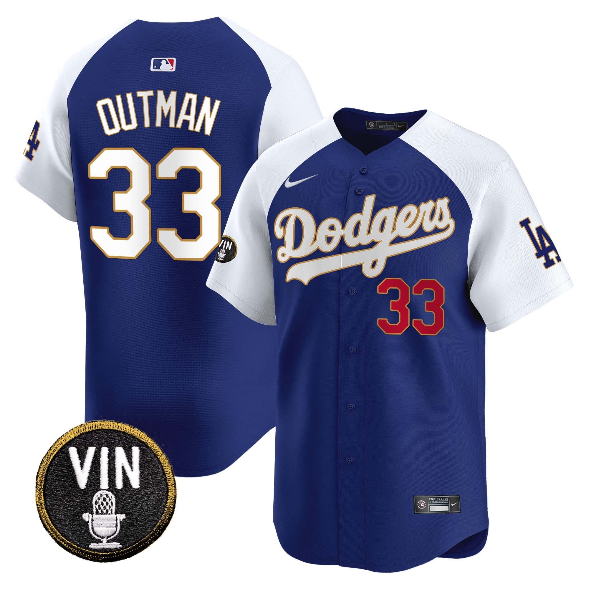 Men’s Vin Scully Patch Gold Trim Vapor Premier Limited Jersey