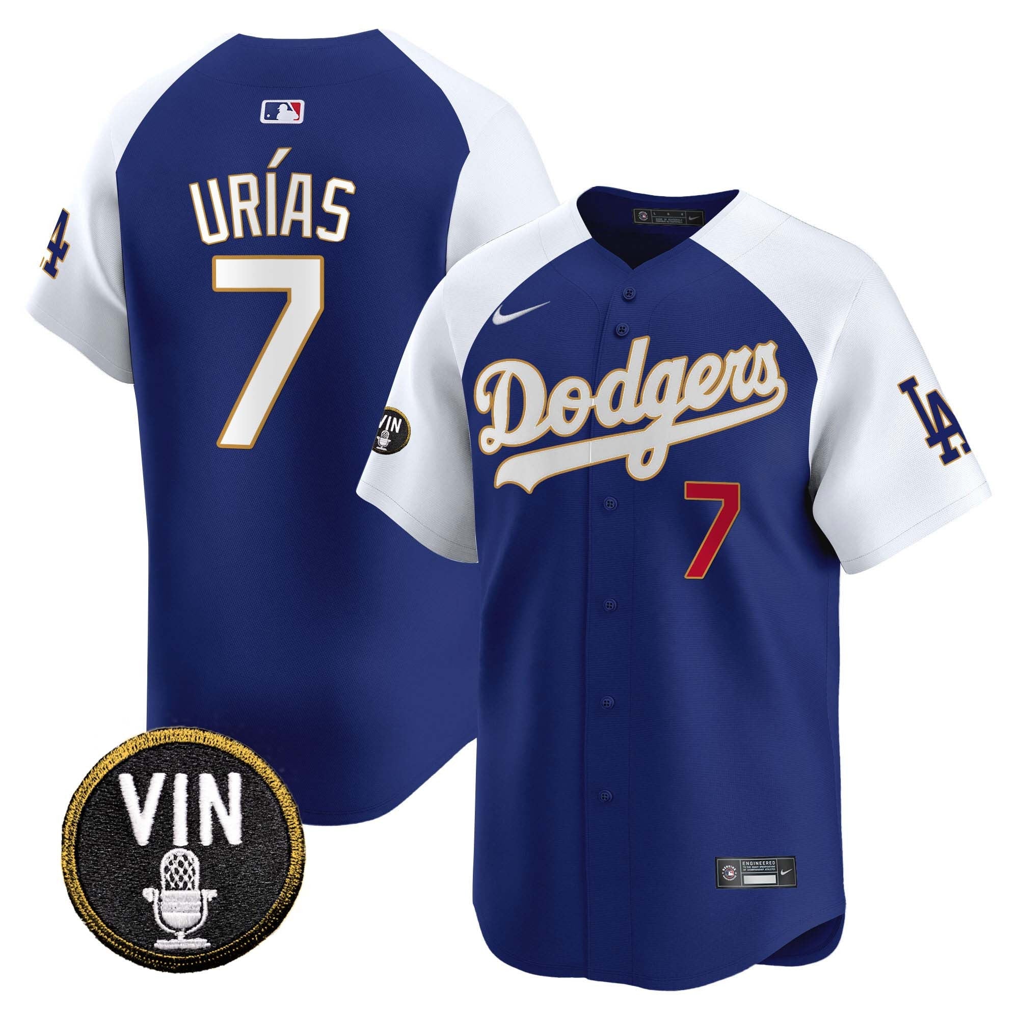 Men’s Vin Scully Patch Gold Trim Vapor Premier Limited Jersey