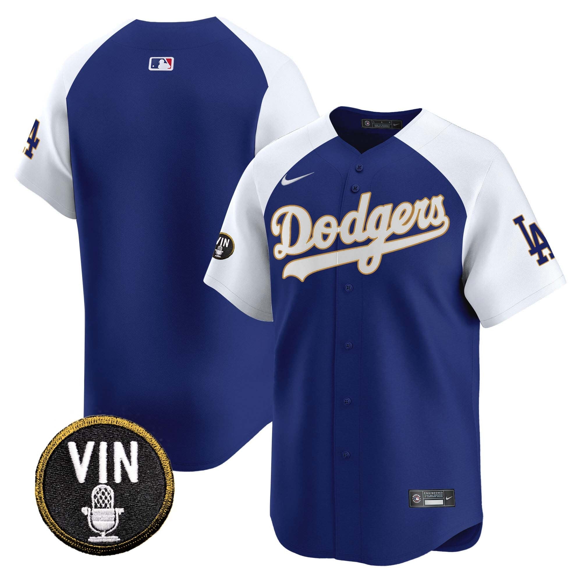 Men’s Vin Scully Patch Gold Trim Vapor Premier Limited Jersey