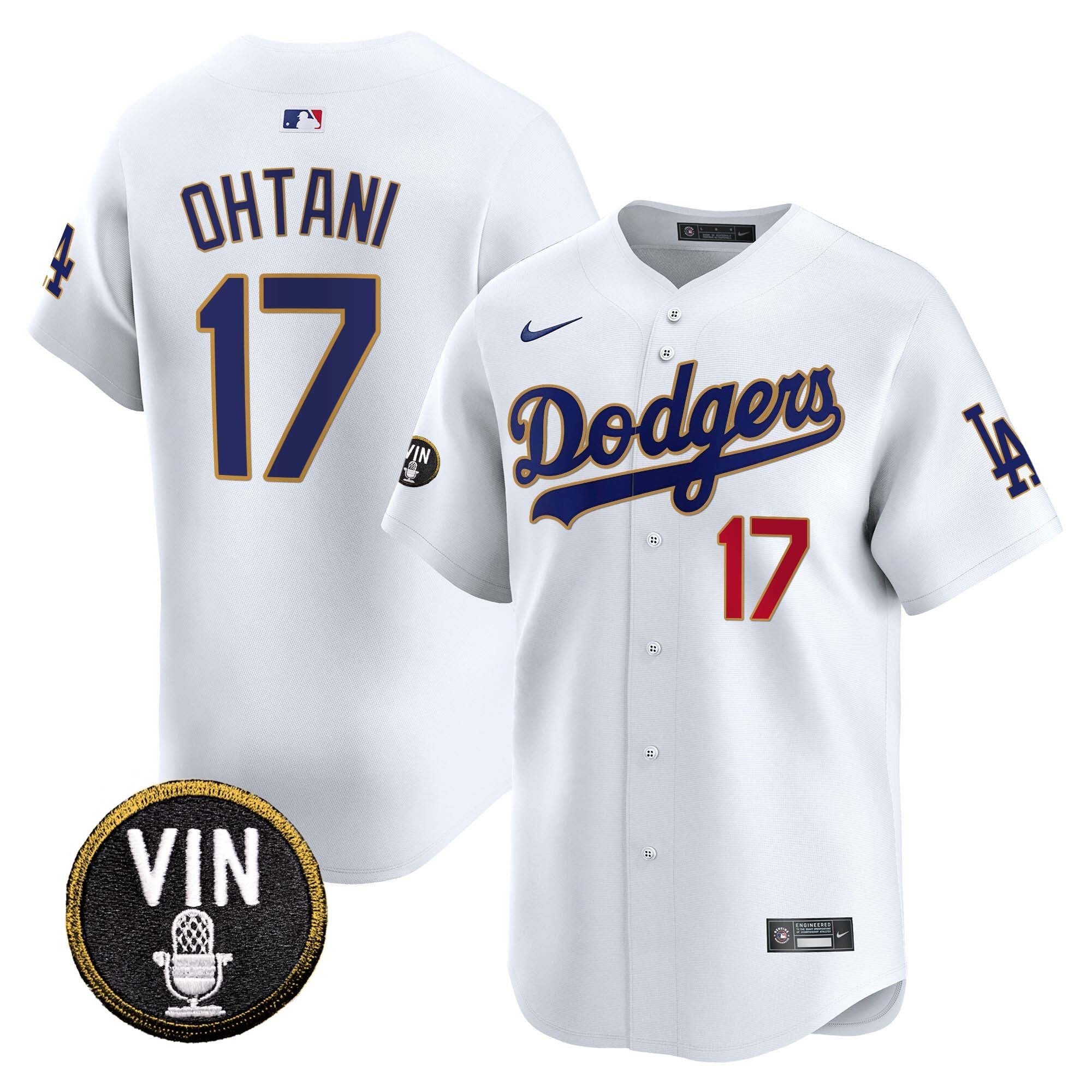 Men’s Vin Scully Patch Gold Trim Vapor Premier Limited Jersey