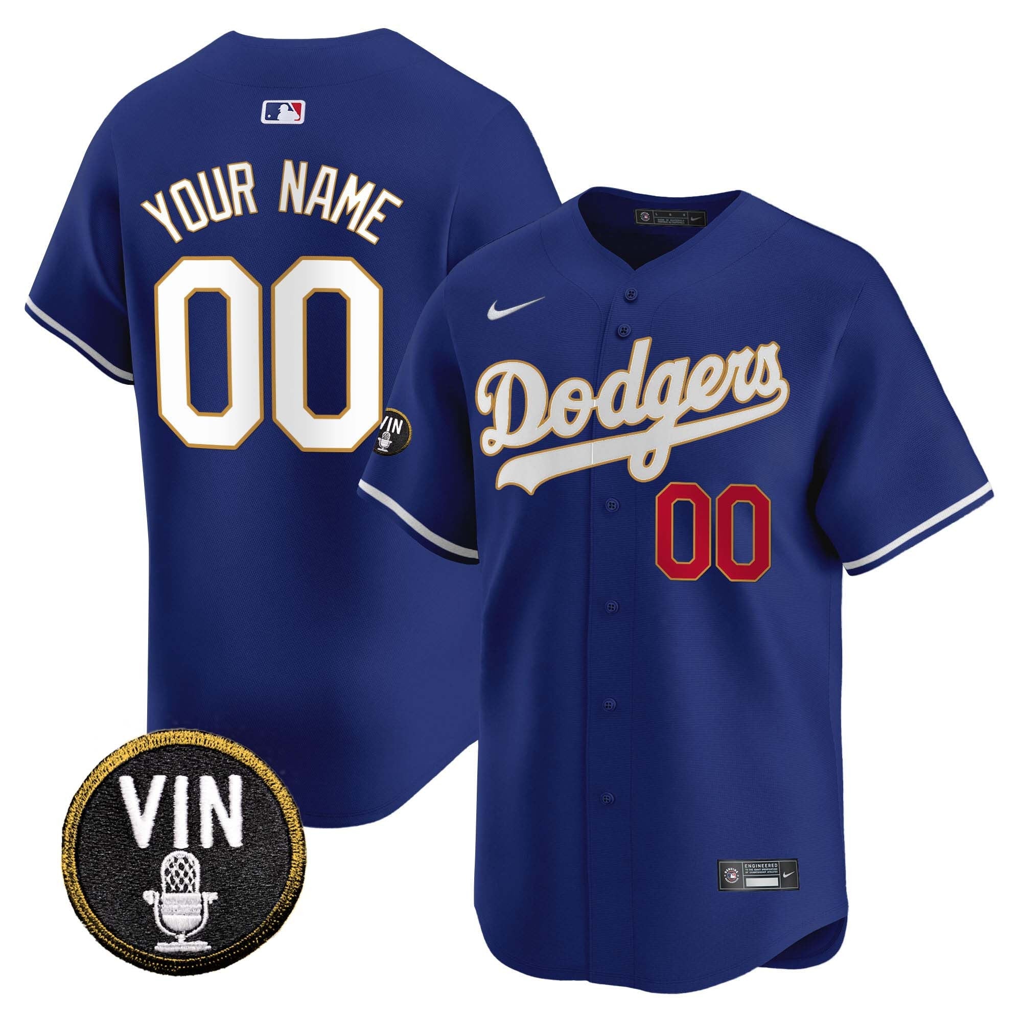 Vin Scully Patch Gold Trim Vapor Premier Limited Custom Jersey
