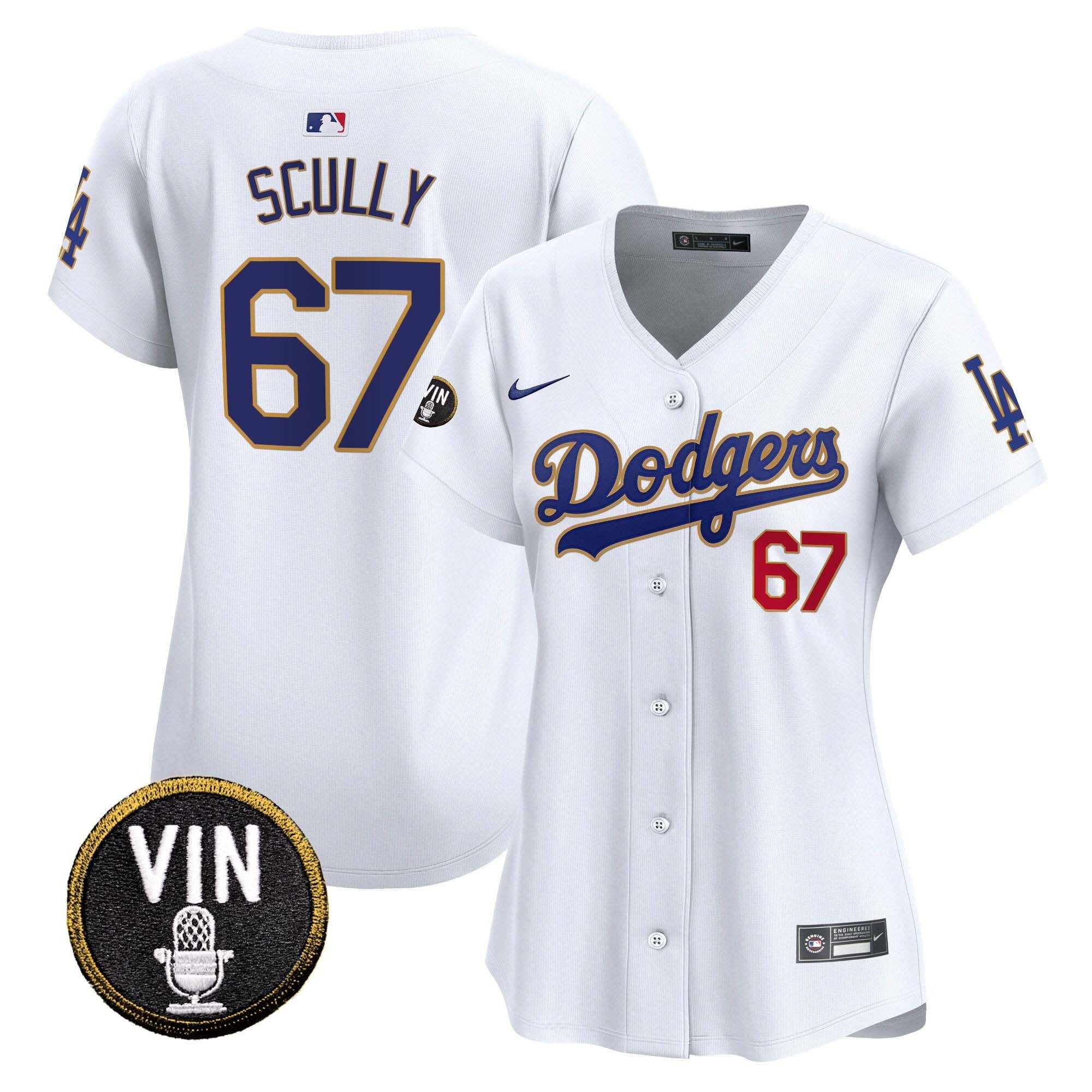 Women’s Vin Scully Patch Gold Trim Vapor Premier Limited Jersey