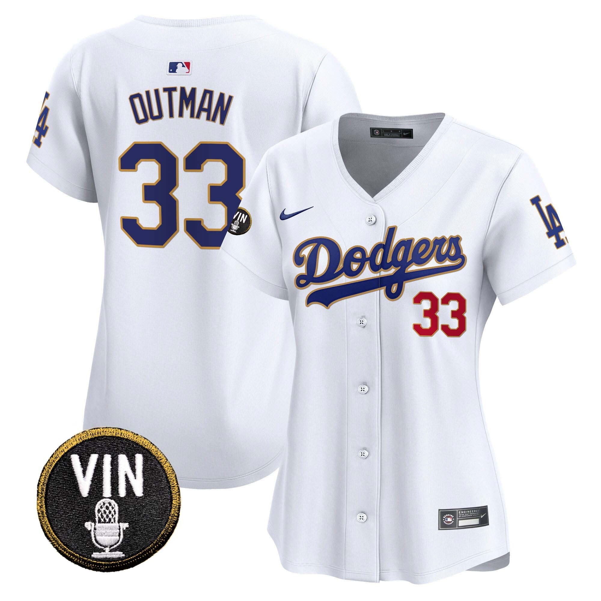 Women’s Vin Scully Patch Gold Trim Vapor Premier Limited Jersey