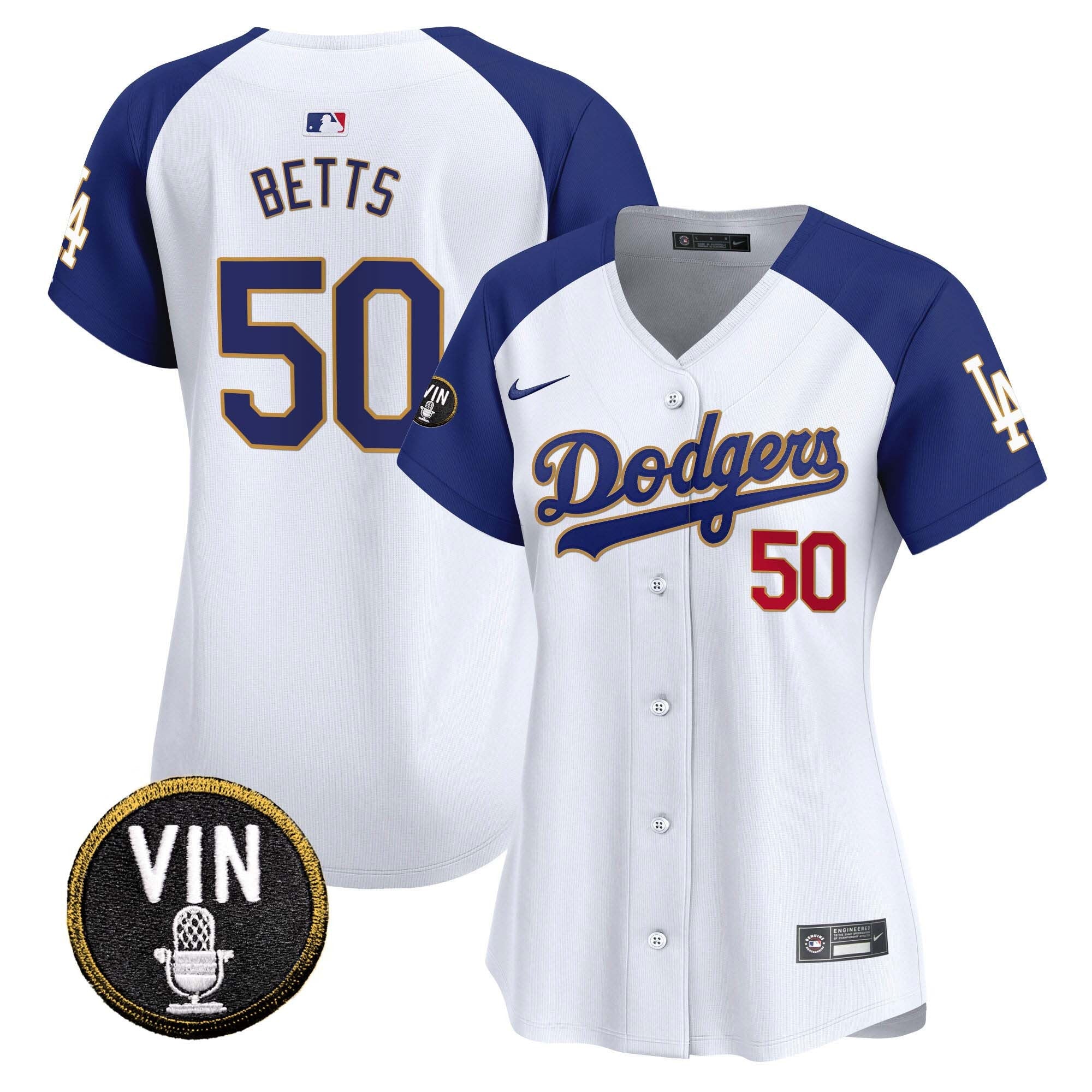 Women’s Vin Scully Patch Gold Trim Vapor Premier Limited Jersey
