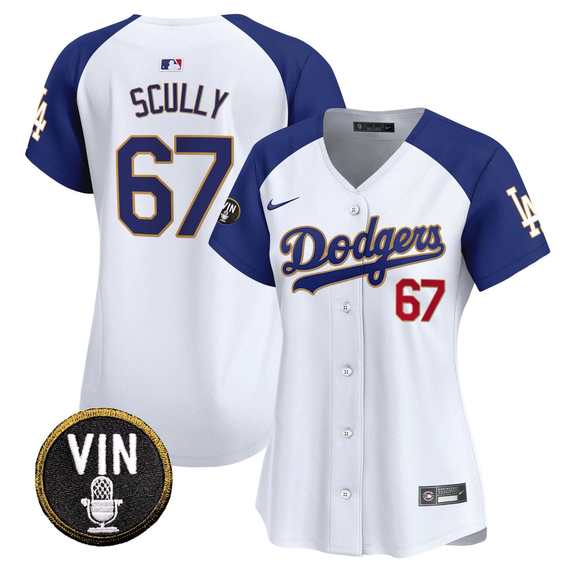Women’s Vin Scully Patch Gold Trim Vapor Premier Limited Jersey