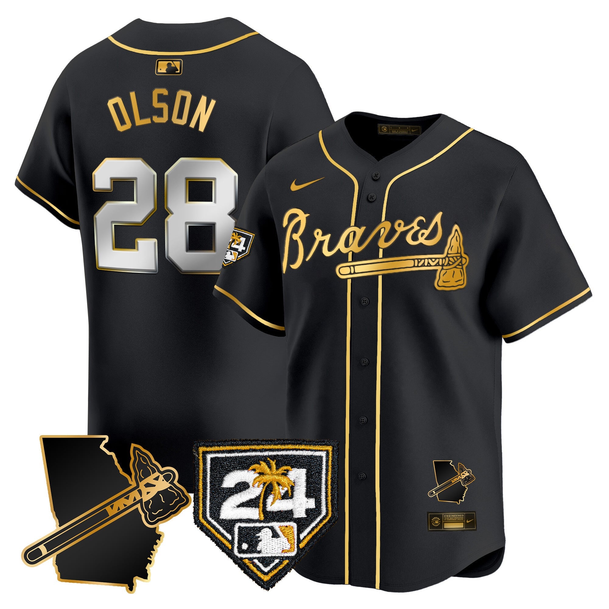 Men’s Atlanta 2024 Spring Training & Georgia Patch Vapor Premier Limited Jersey