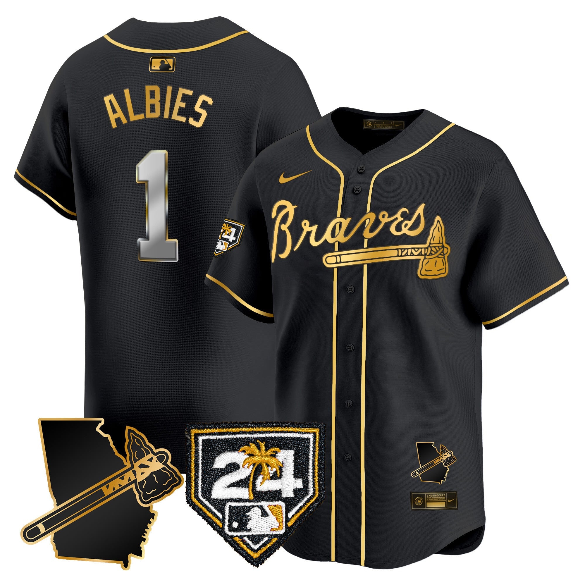 Men’s Atlanta 2024 Spring Training & Georgia Patch Vapor Premier Limited Jersey