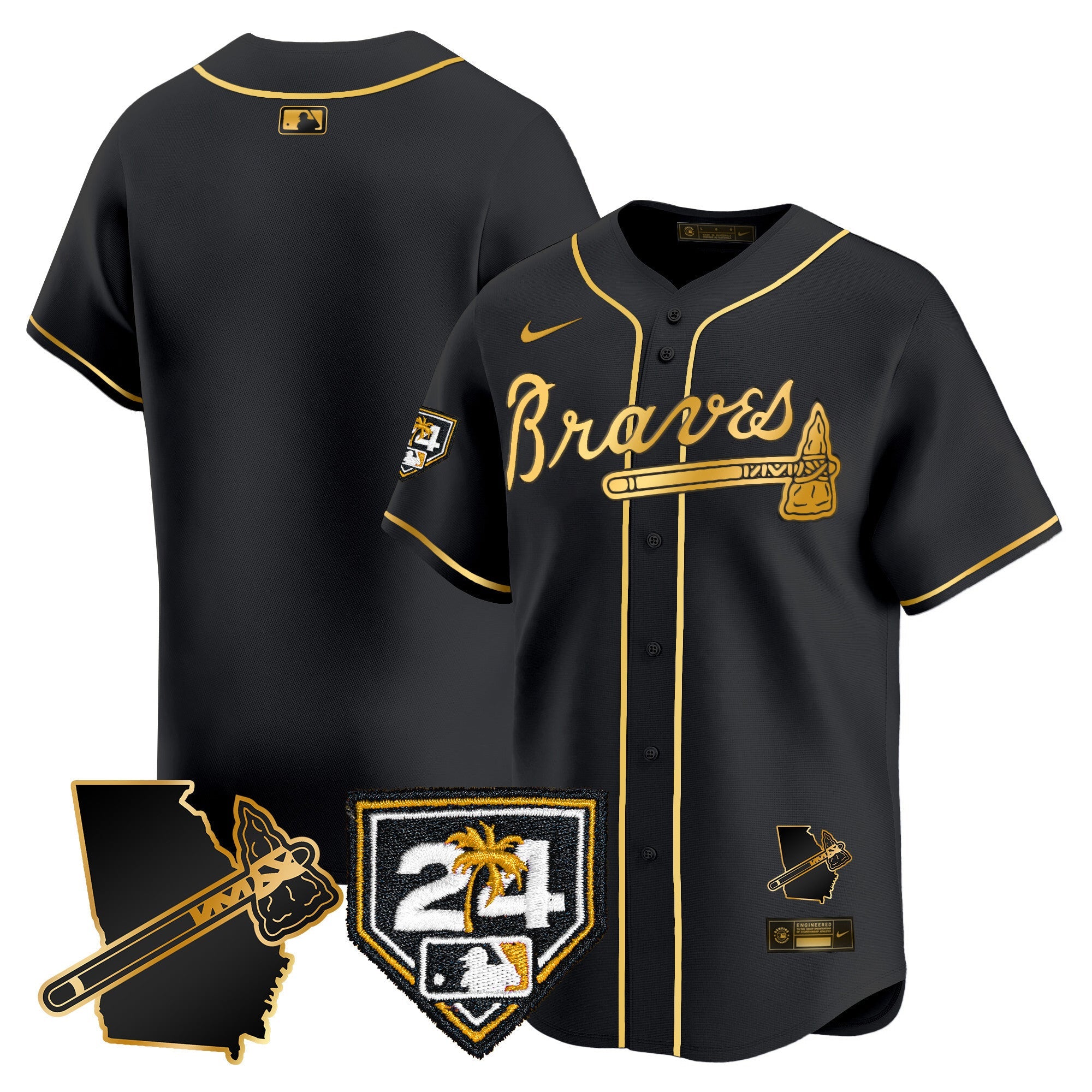 Men’s Atlanta 2024 Spring Training & Georgia Patch Vapor Premier Limited Jersey