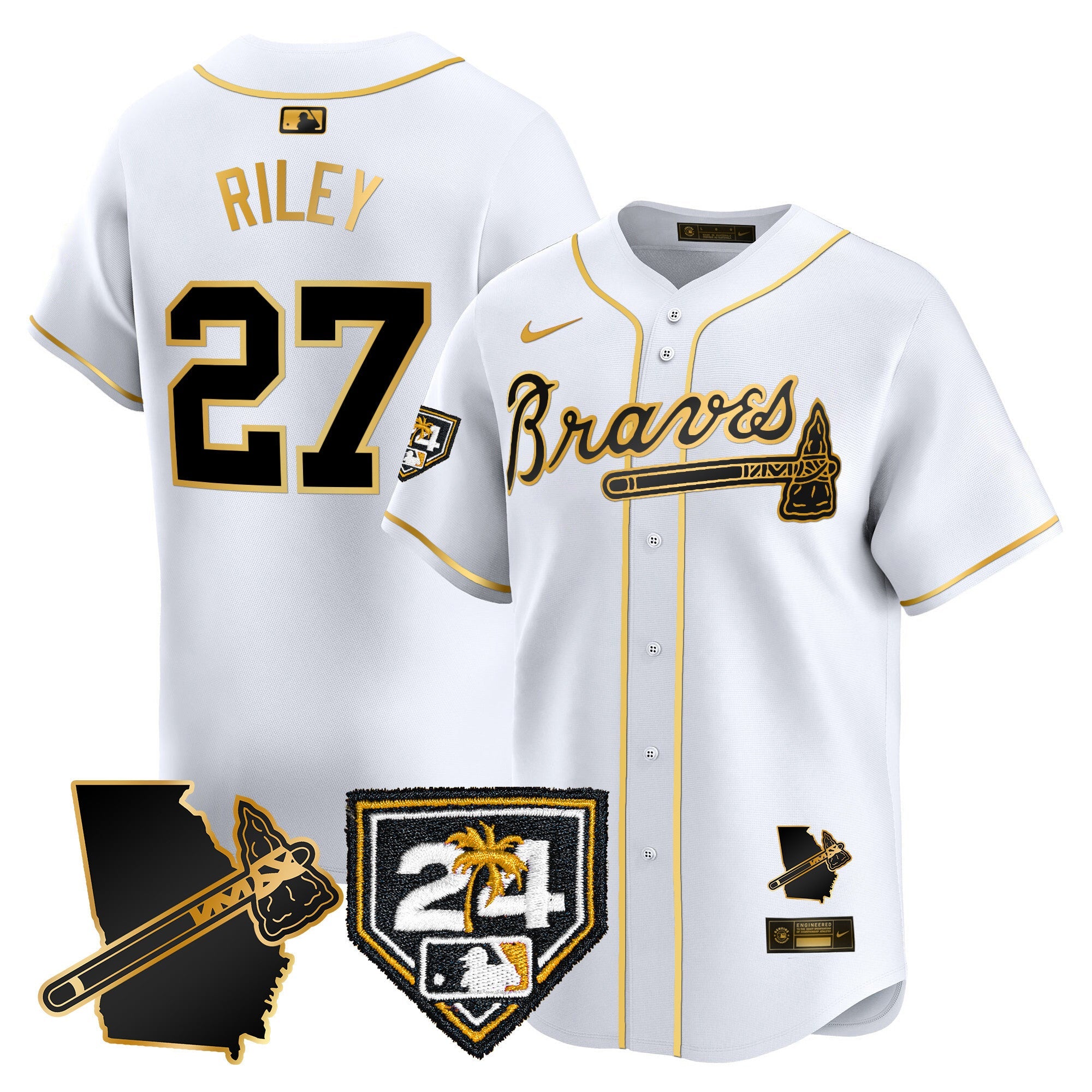 Men’s Atlanta 2024 Spring Training & Georgia Patch Vapor Premier Limited Jersey