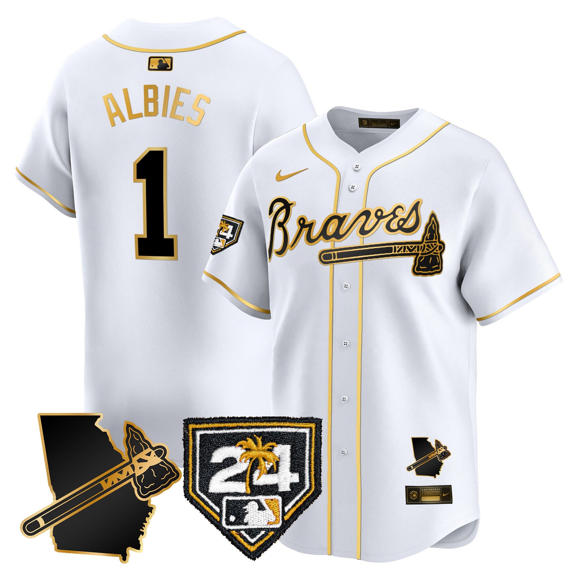 Men’s Atlanta 2024 Spring Training & Georgia Patch Vapor Premier Limited Jersey