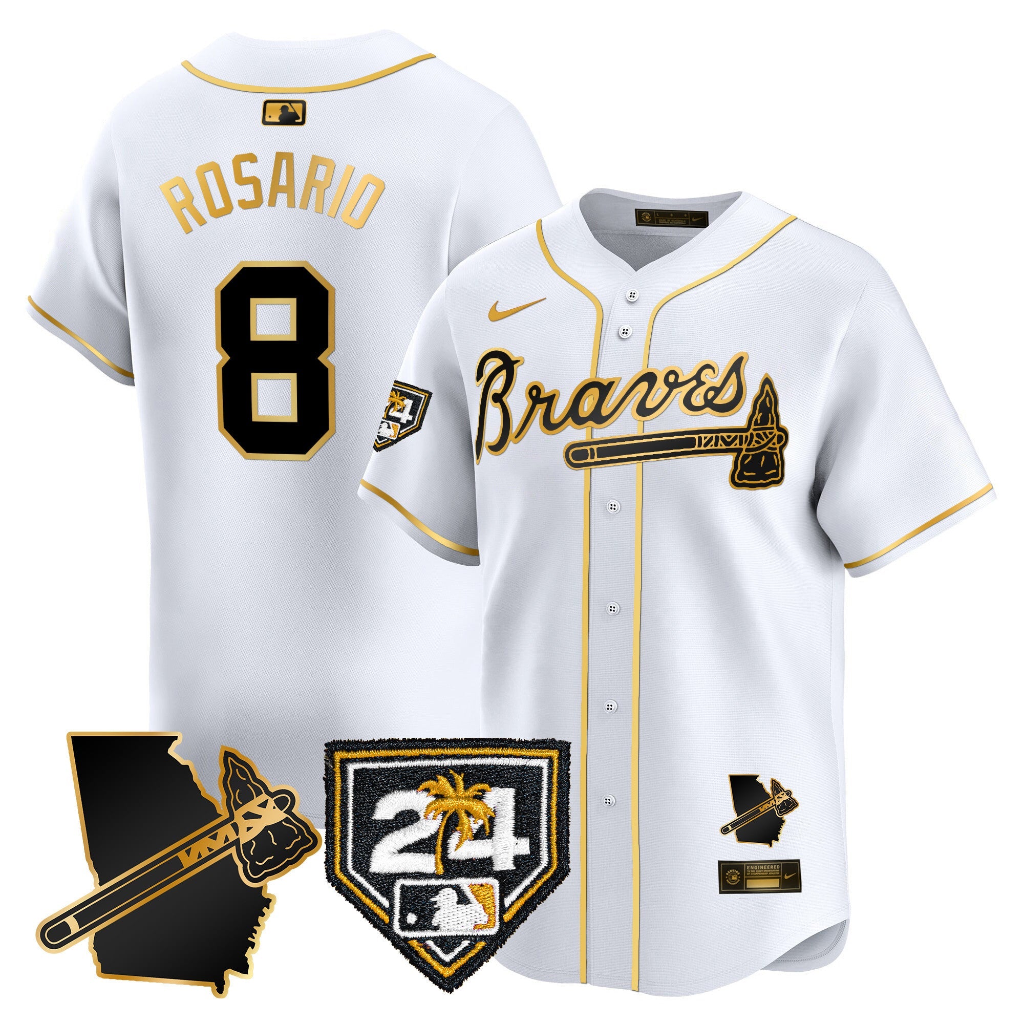 Men’s Atlanta 2024 Spring Training & Georgia Patch Vapor Premier Limited Jersey