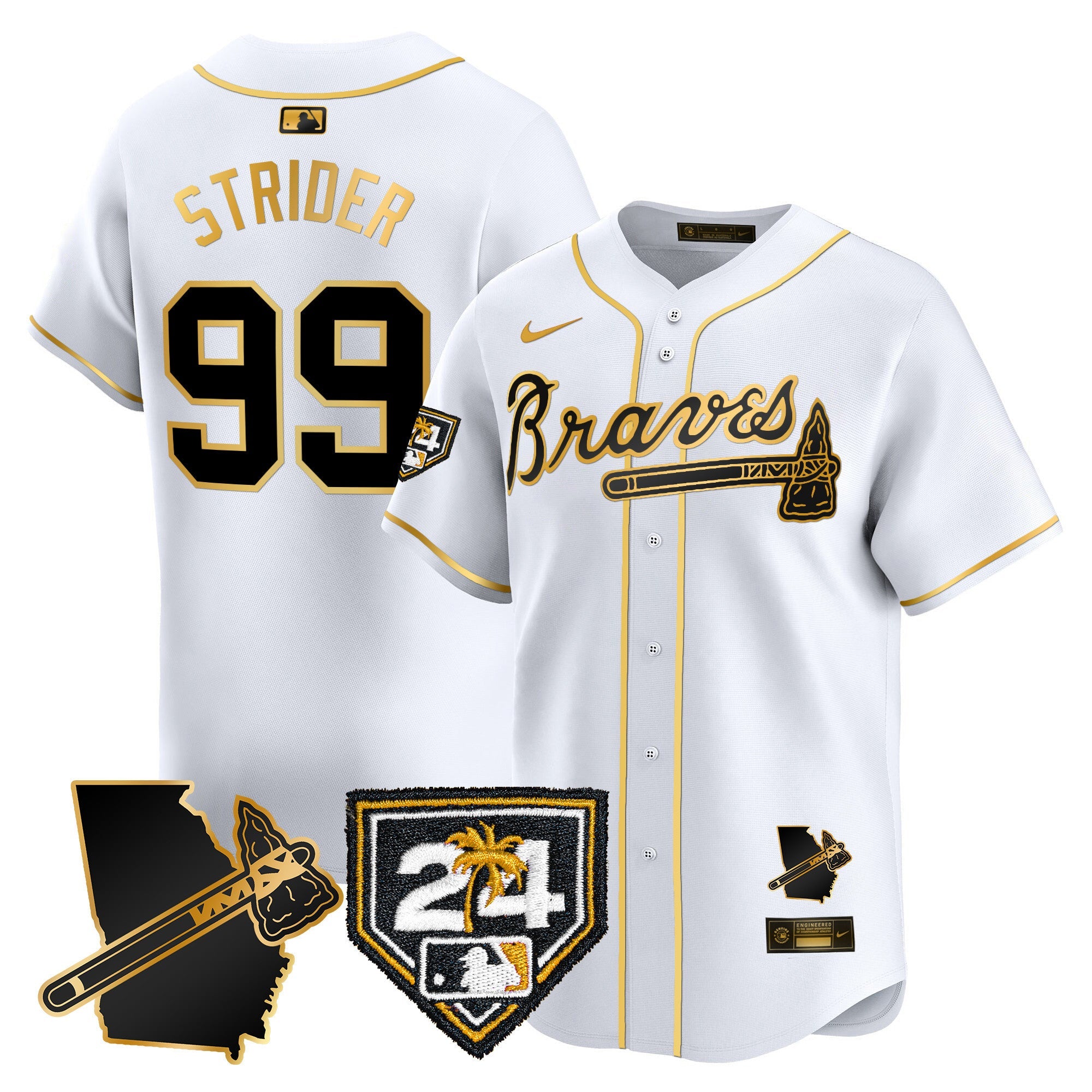 Men’s Atlanta 2024 Spring Training & Georgia Patch Vapor Premier Limited Jersey