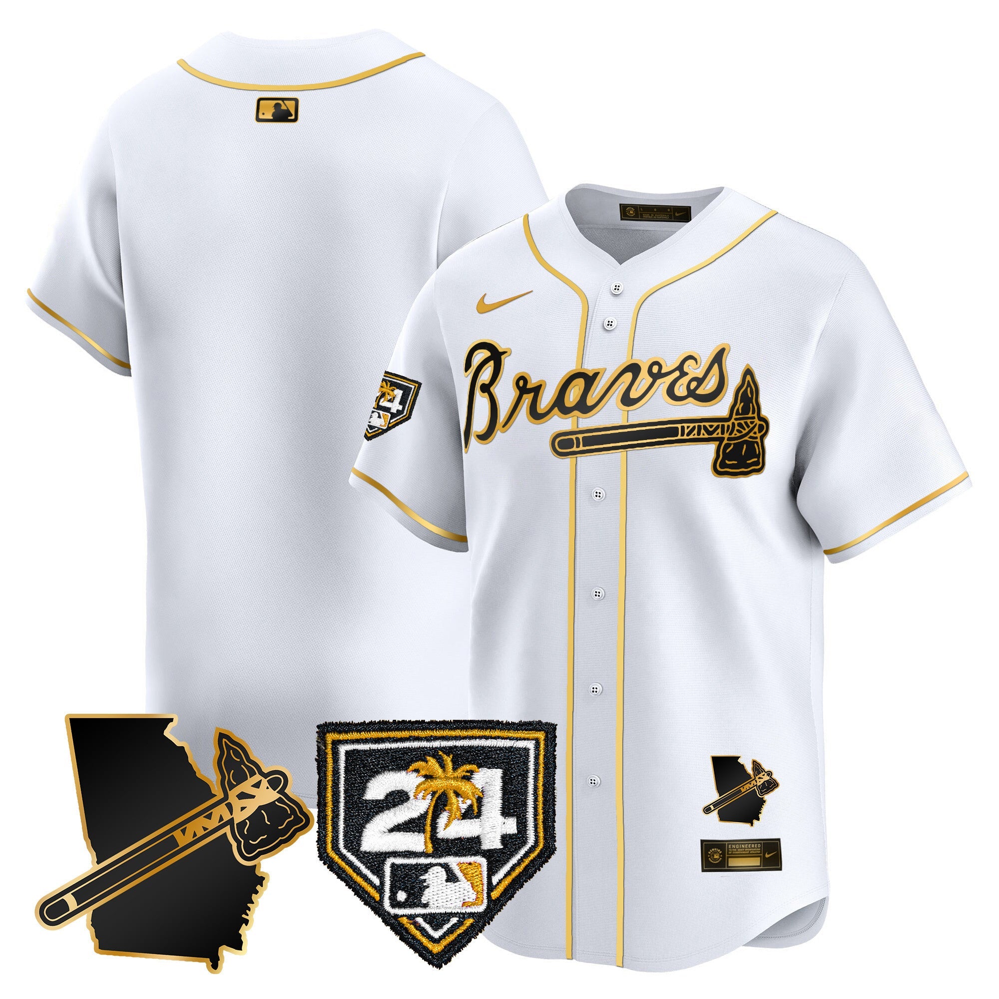 Men’s Atlanta 2024 Spring Training & Georgia Patch Vapor Premier Limited Jersey