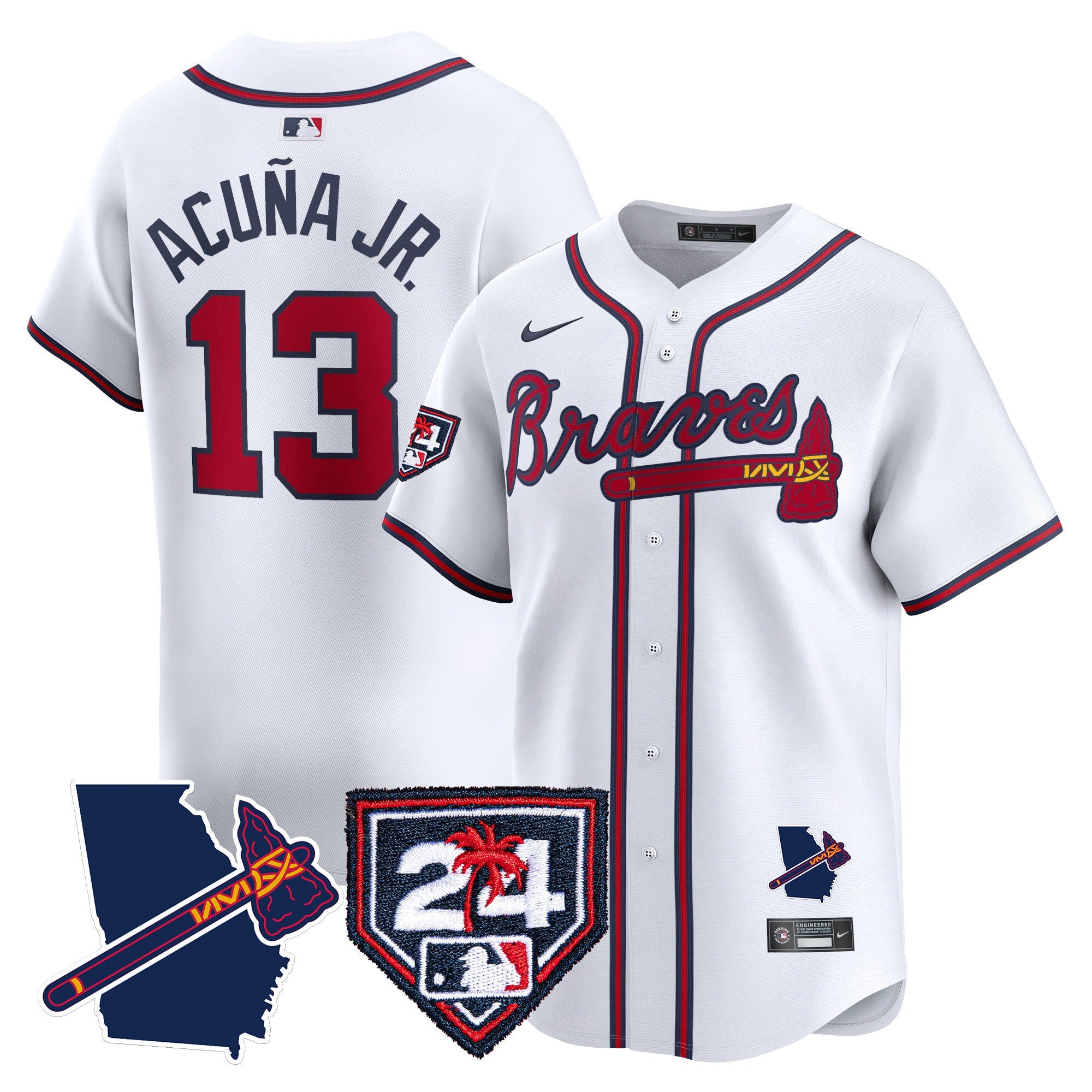 Men’s Atlanta 2024 Spring Training & Georgia Patch Vapor Premier Limited Jersey
