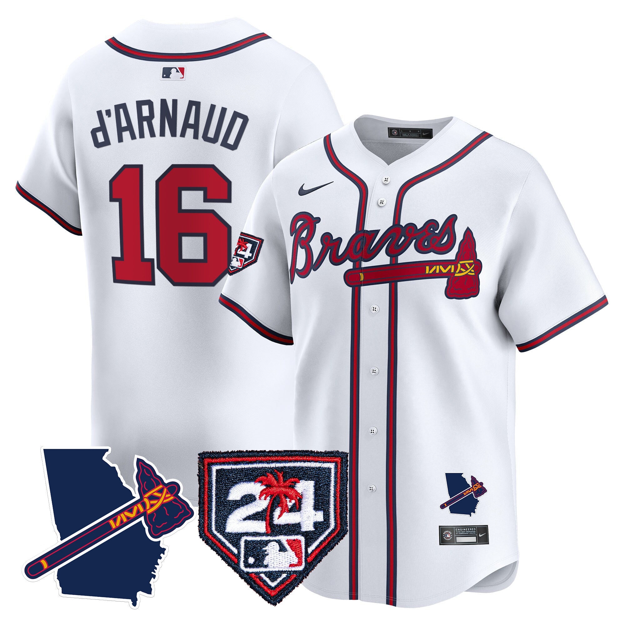 Men’s Atlanta 2024 Spring Training & Georgia Patch Vapor Premier Limited Jersey