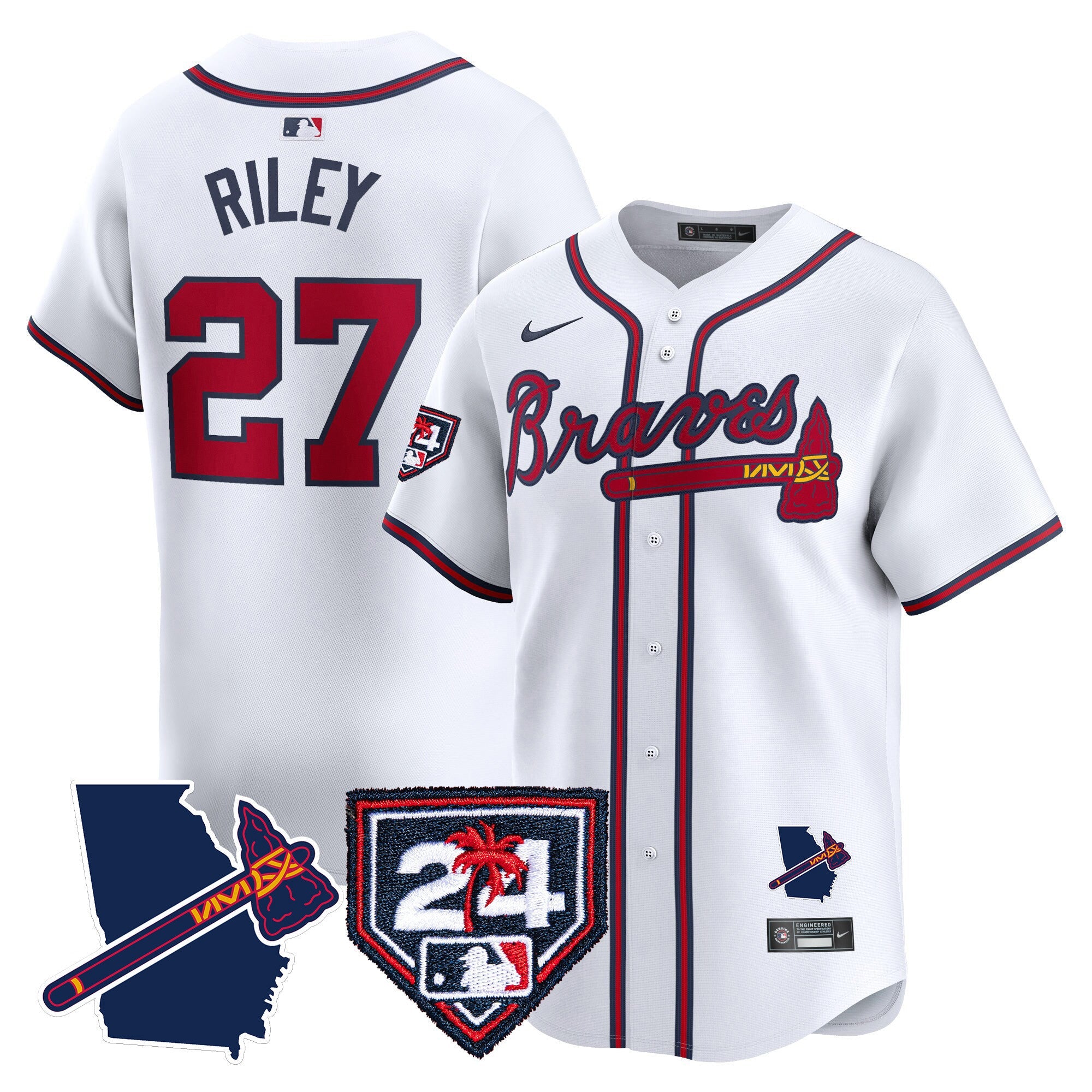 Men’s Atlanta 2024 Spring Training & Georgia Patch Vapor Premier Limited Jersey