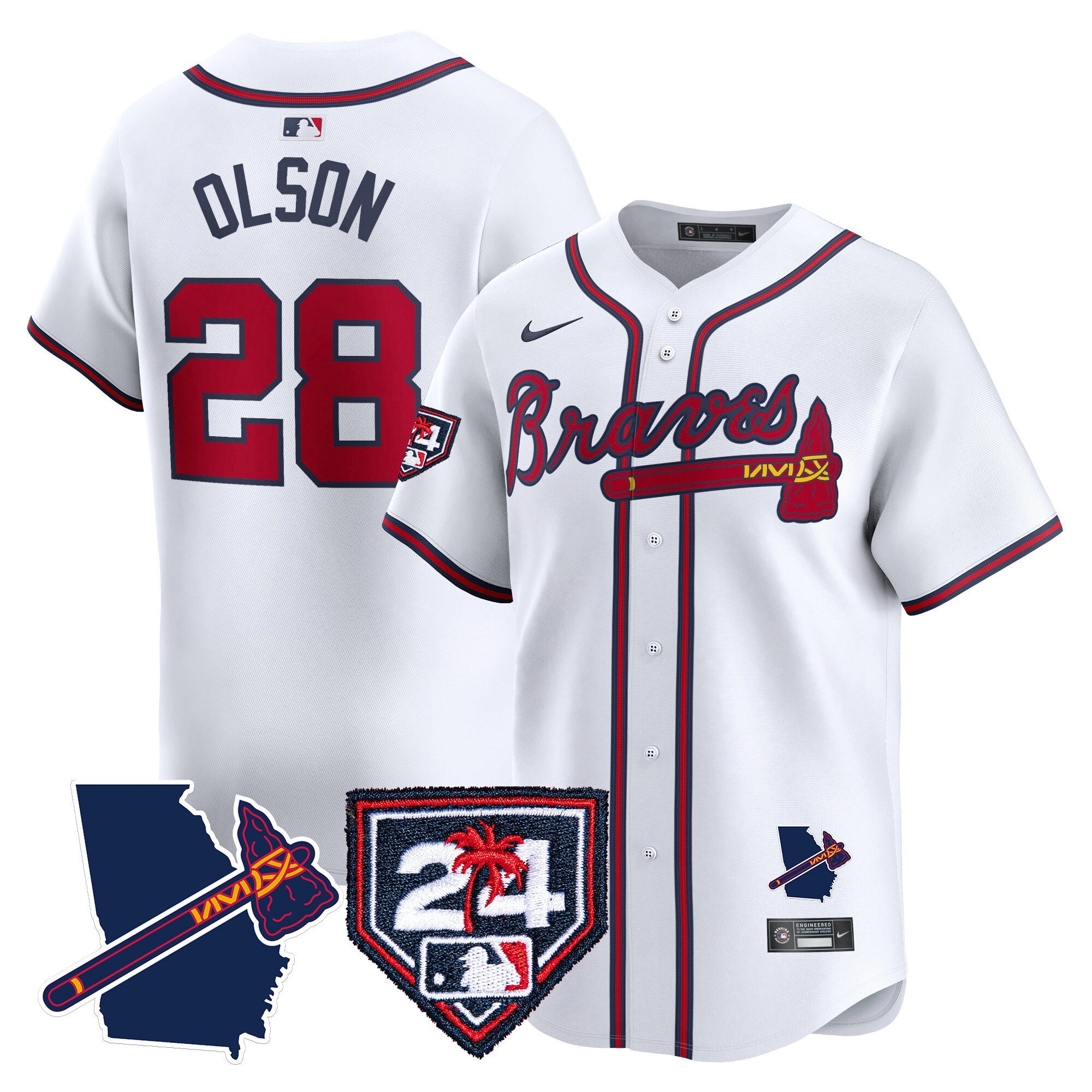 Men’s Atlanta 2024 Spring Training & Georgia Patch Vapor Premier Limited Jersey
