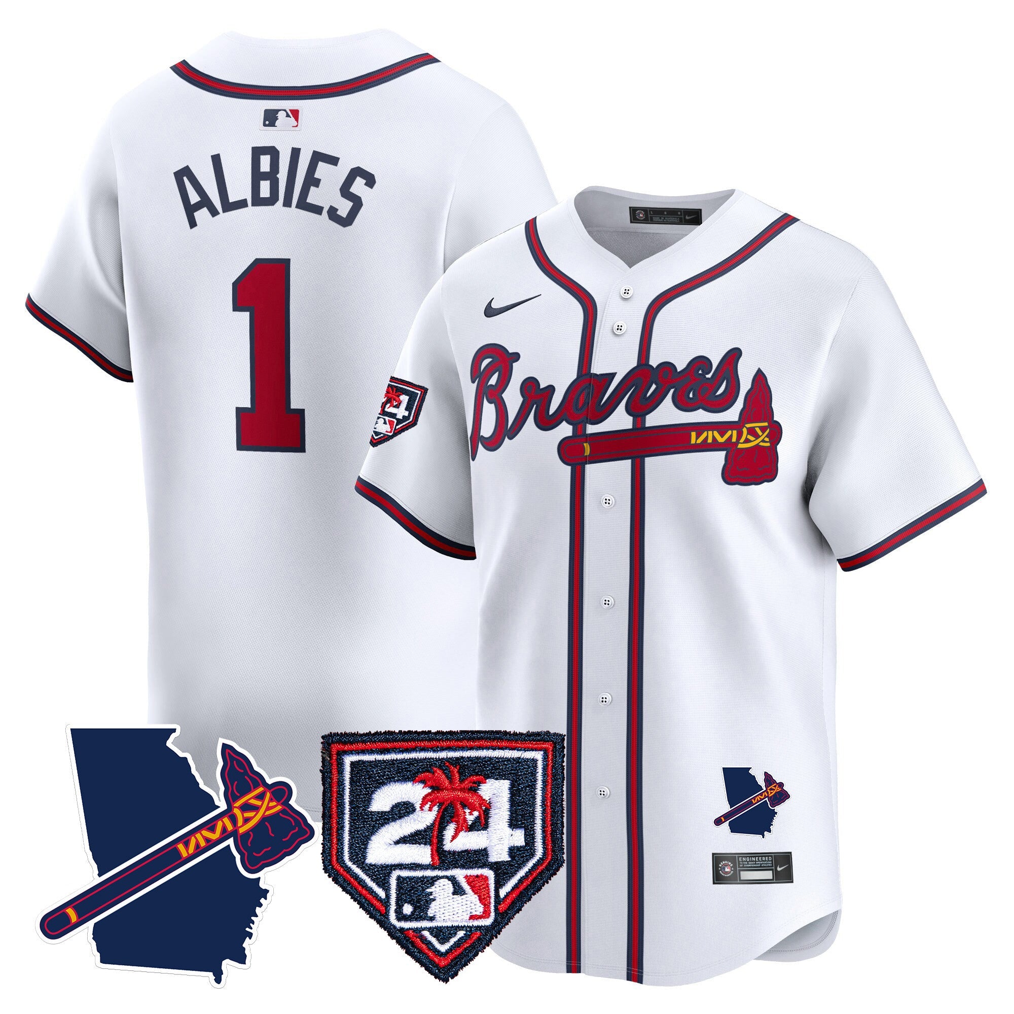 Men’s Atlanta 2024 Spring Training & Georgia Patch Vapor Premier Limited Jersey