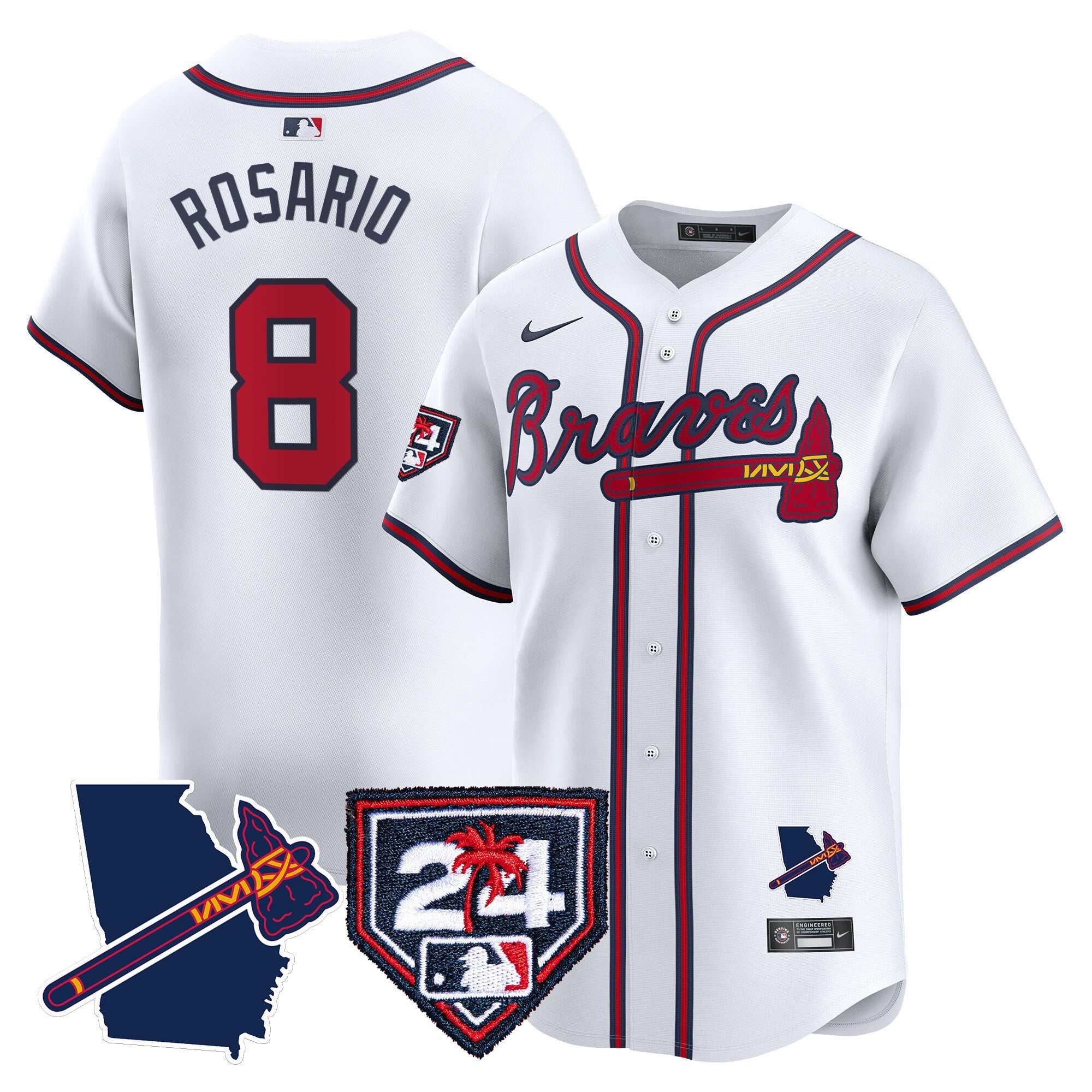 Men’s Atlanta 2024 Spring Training & Georgia Patch Vapor Premier Limited Jersey