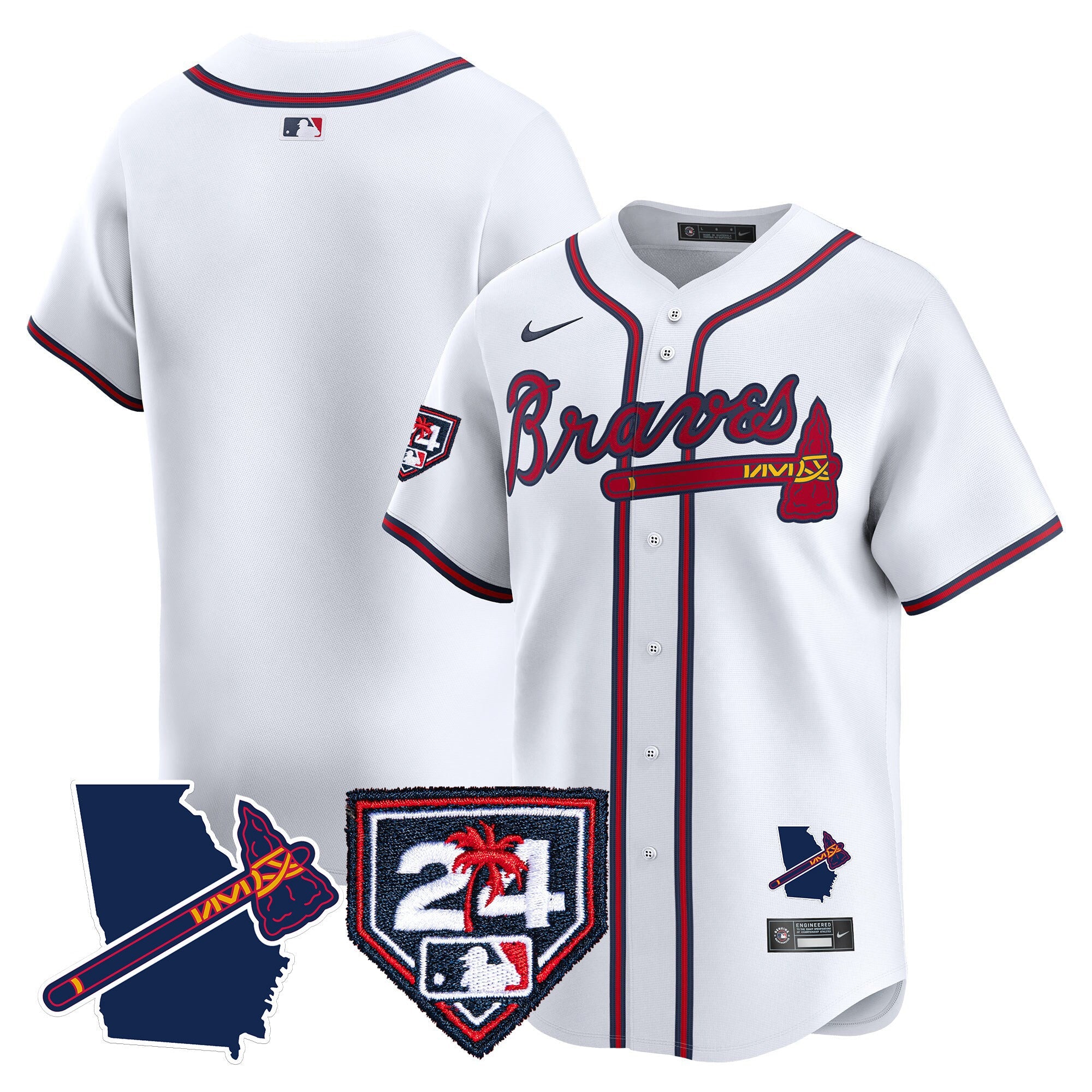 Men’s Atlanta 2024 Spring Training & Georgia Patch Vapor Premier Limited Jersey