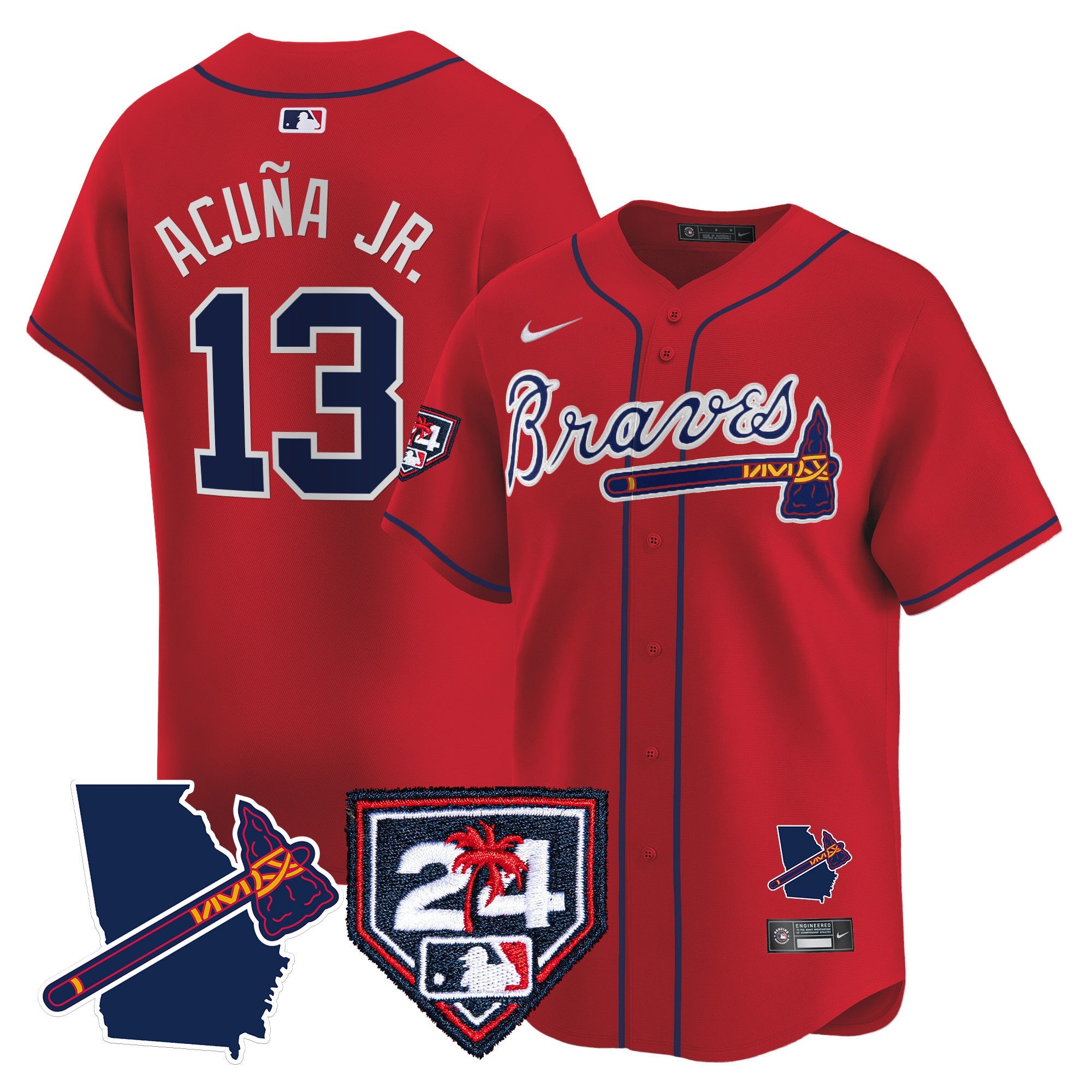 Men’s Atlanta 2024 Spring Training & Georgia Patch Vapor Premier Limited Jersey