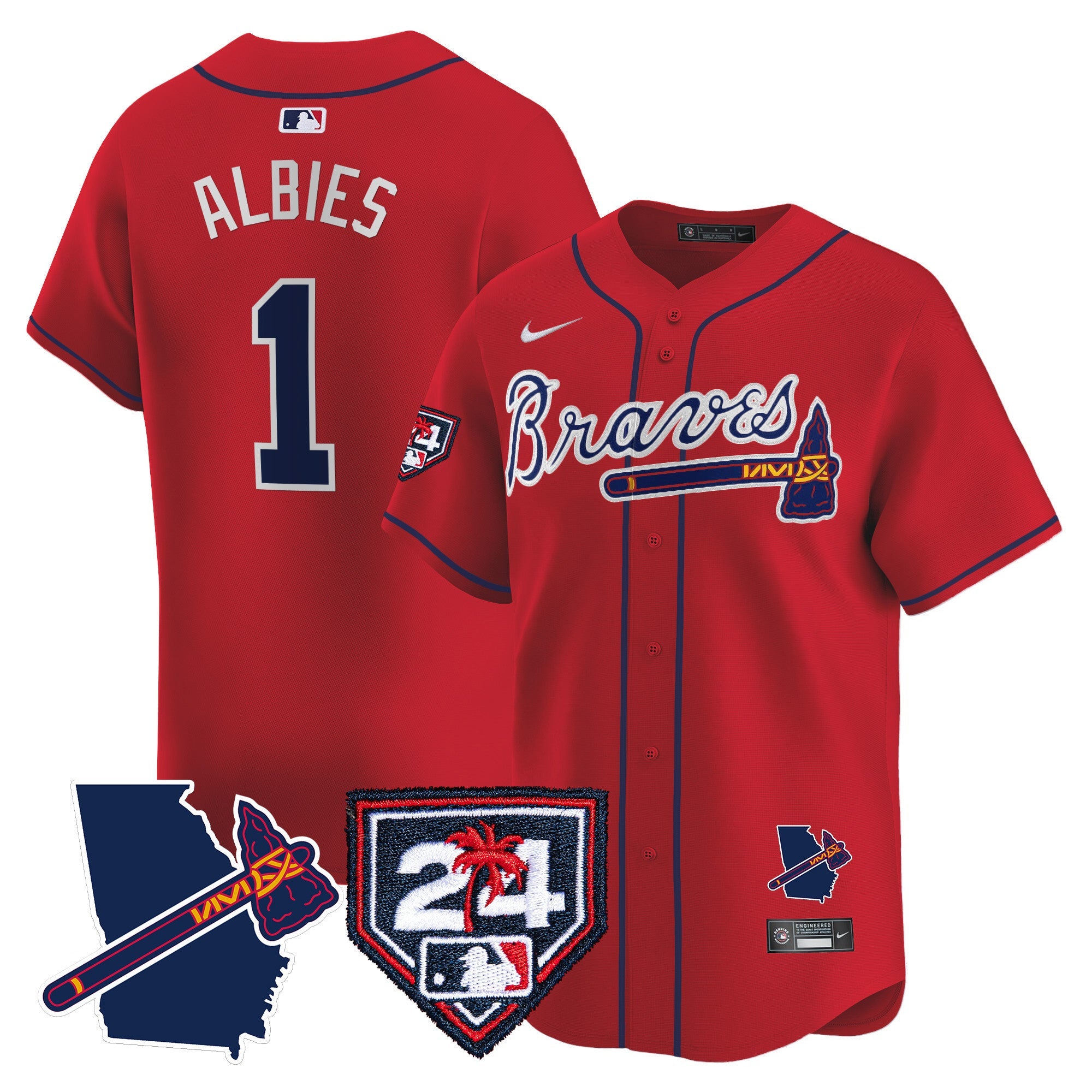 Men’s Atlanta 2024 Spring Training & Georgia Patch Vapor Premier Limited Jersey