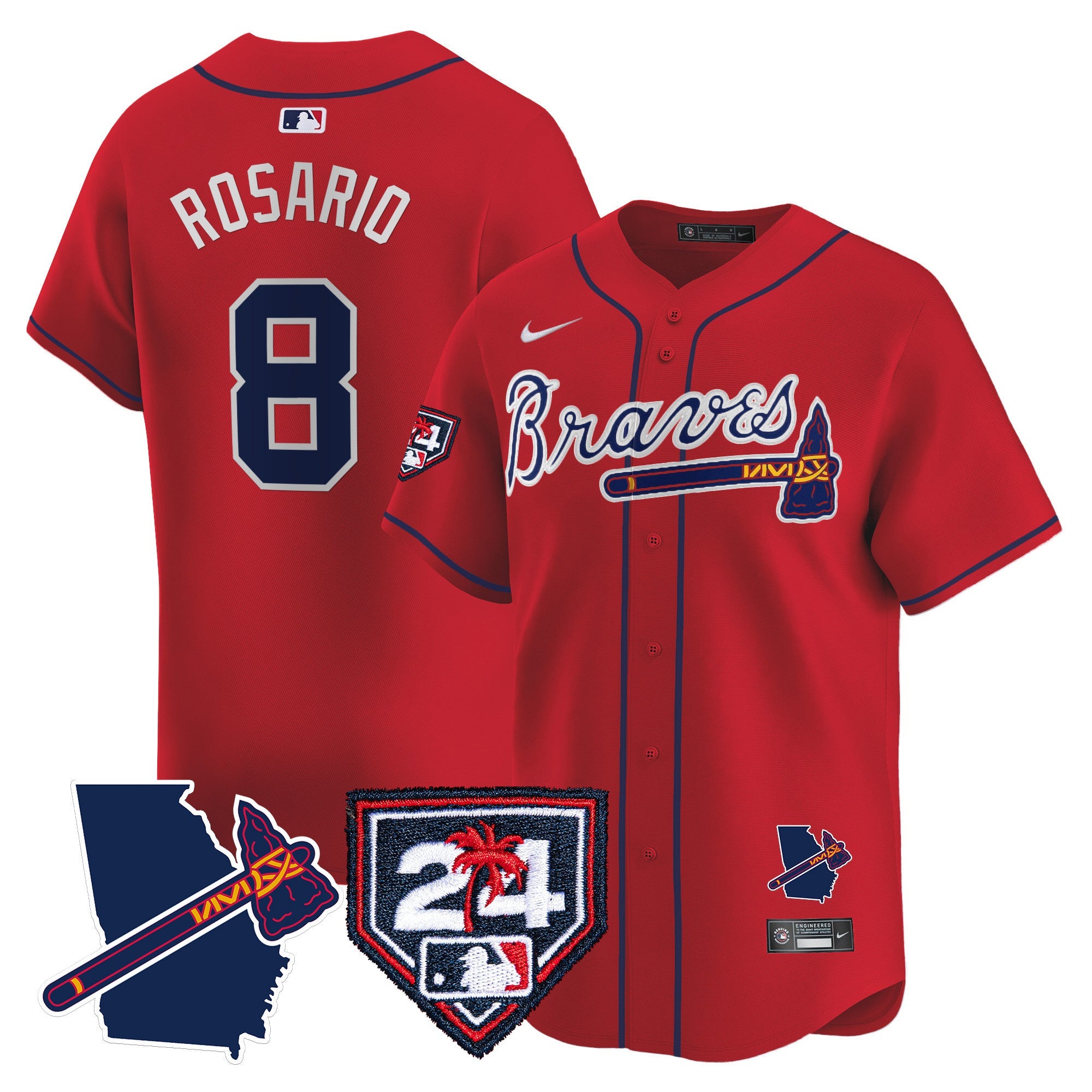 Men’s Atlanta 2024 Spring Training & Georgia Patch Vapor Premier Limited Jersey