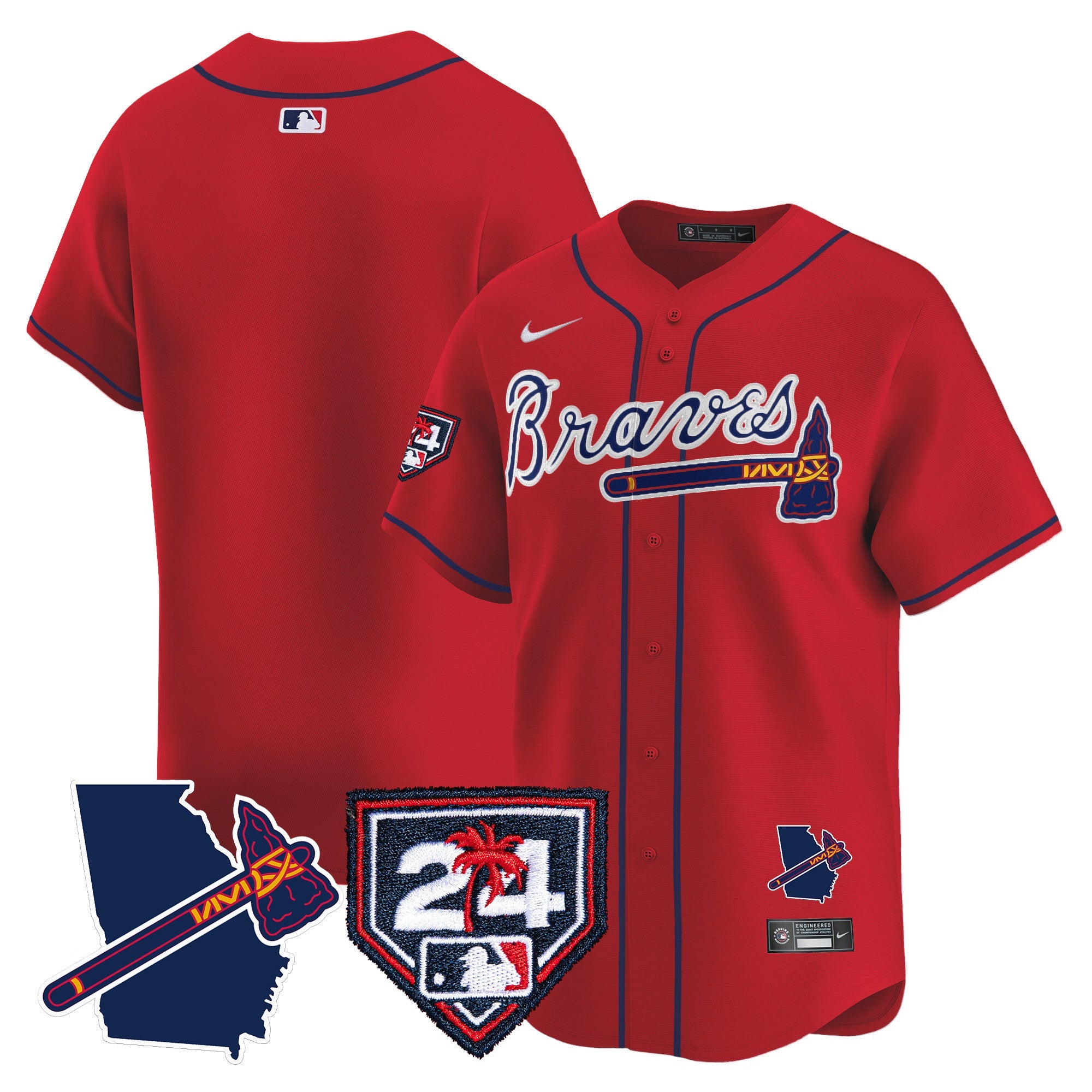 Men’s Atlanta 2024 Spring Training & Georgia Patch Vapor Premier Limited Jersey