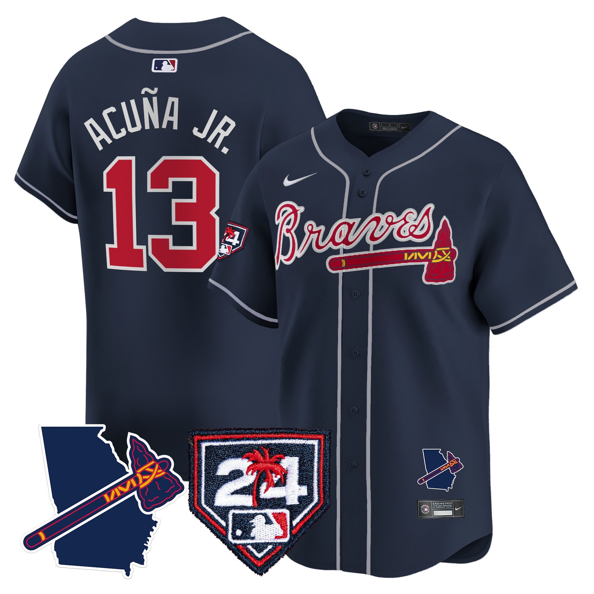 Men’s Atlanta 2024 Spring Training & Georgia Patch Vapor Premier Limited Jersey