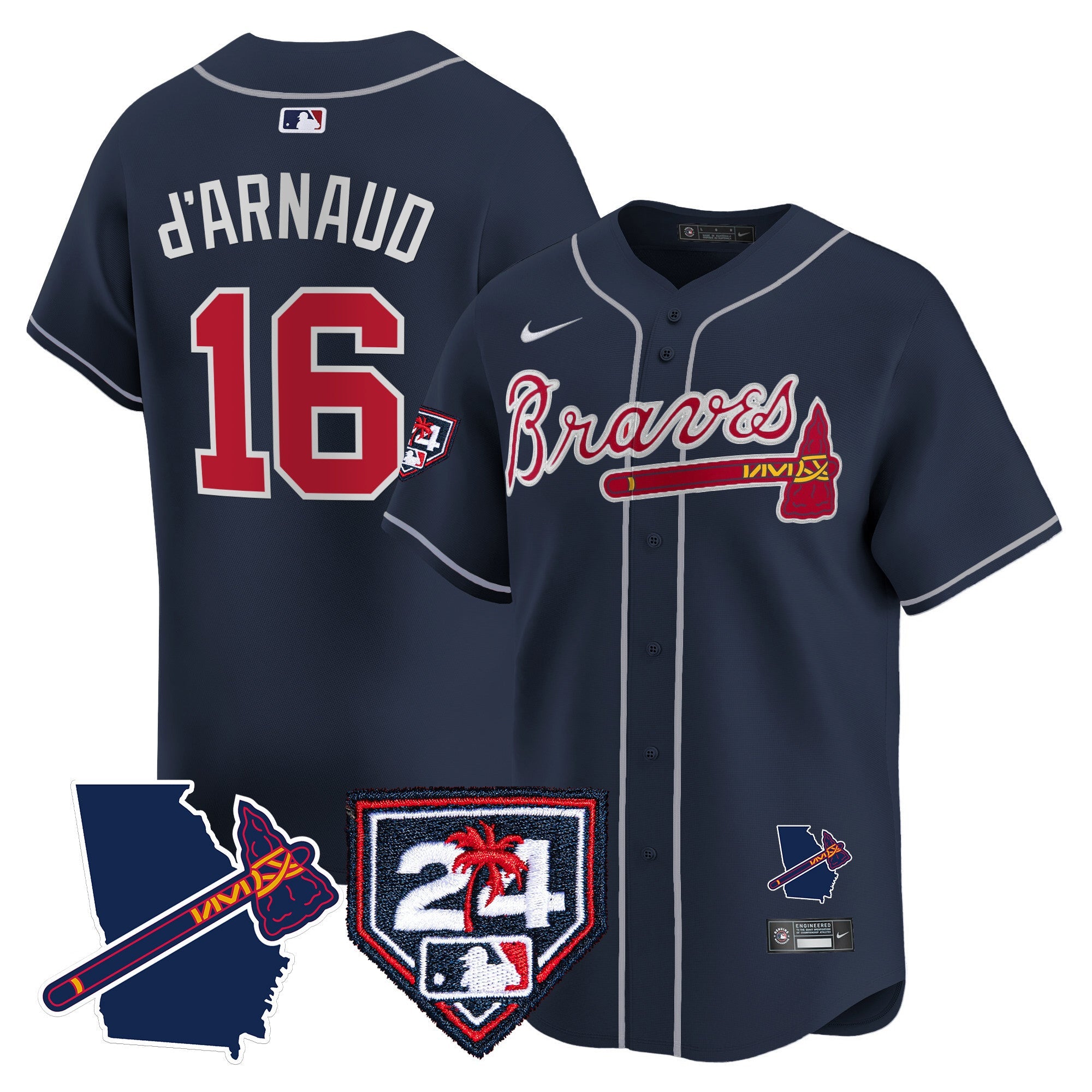Men’s Atlanta 2024 Spring Training & Georgia Patch Vapor Premier Limited Jersey
