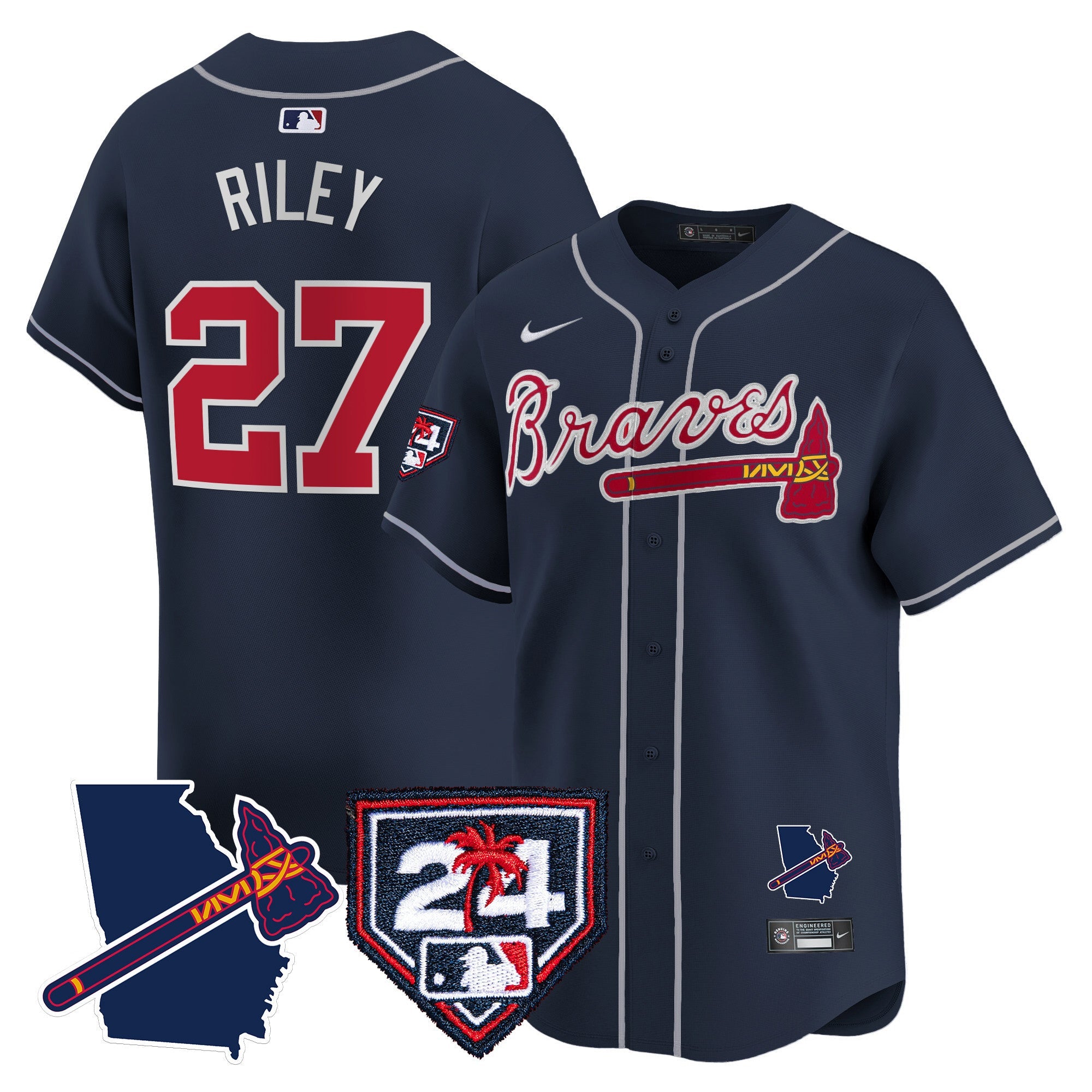 Men’s Atlanta 2024 Spring Training & Georgia Patch Vapor Premier Limited Jersey
