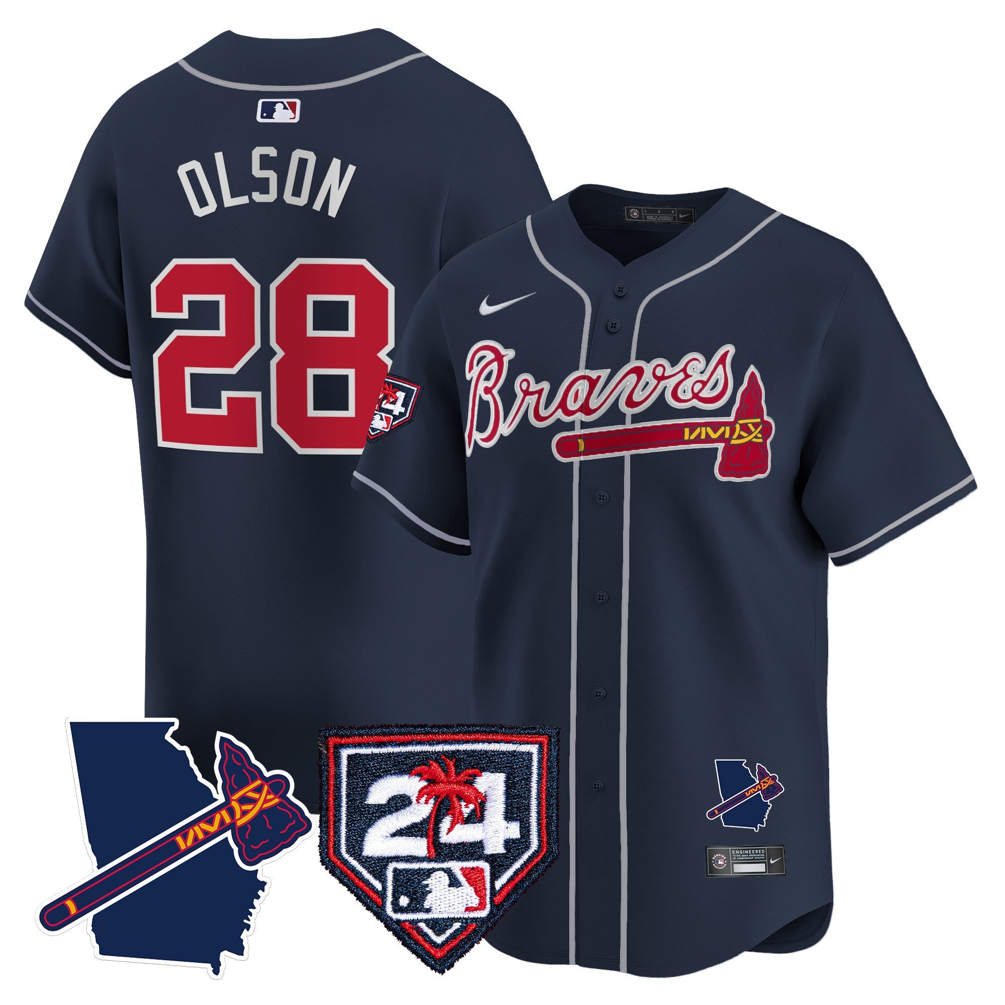 Men’s Atlanta 2024 Spring Training & Georgia Patch Vapor Premier Limited Jersey