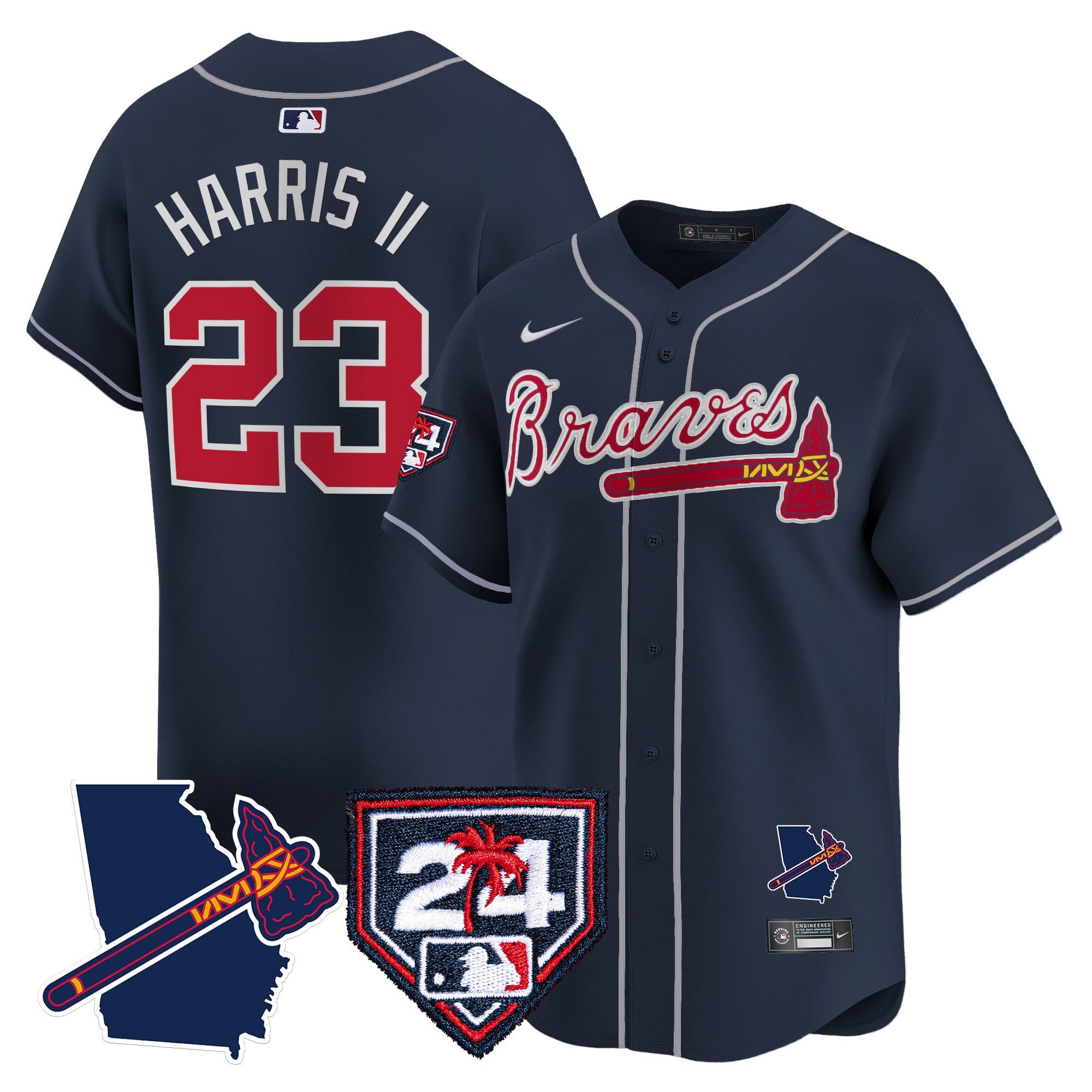 Men’s Atlanta 2024 Spring Training & Georgia Patch Vapor Premier Limited Jersey