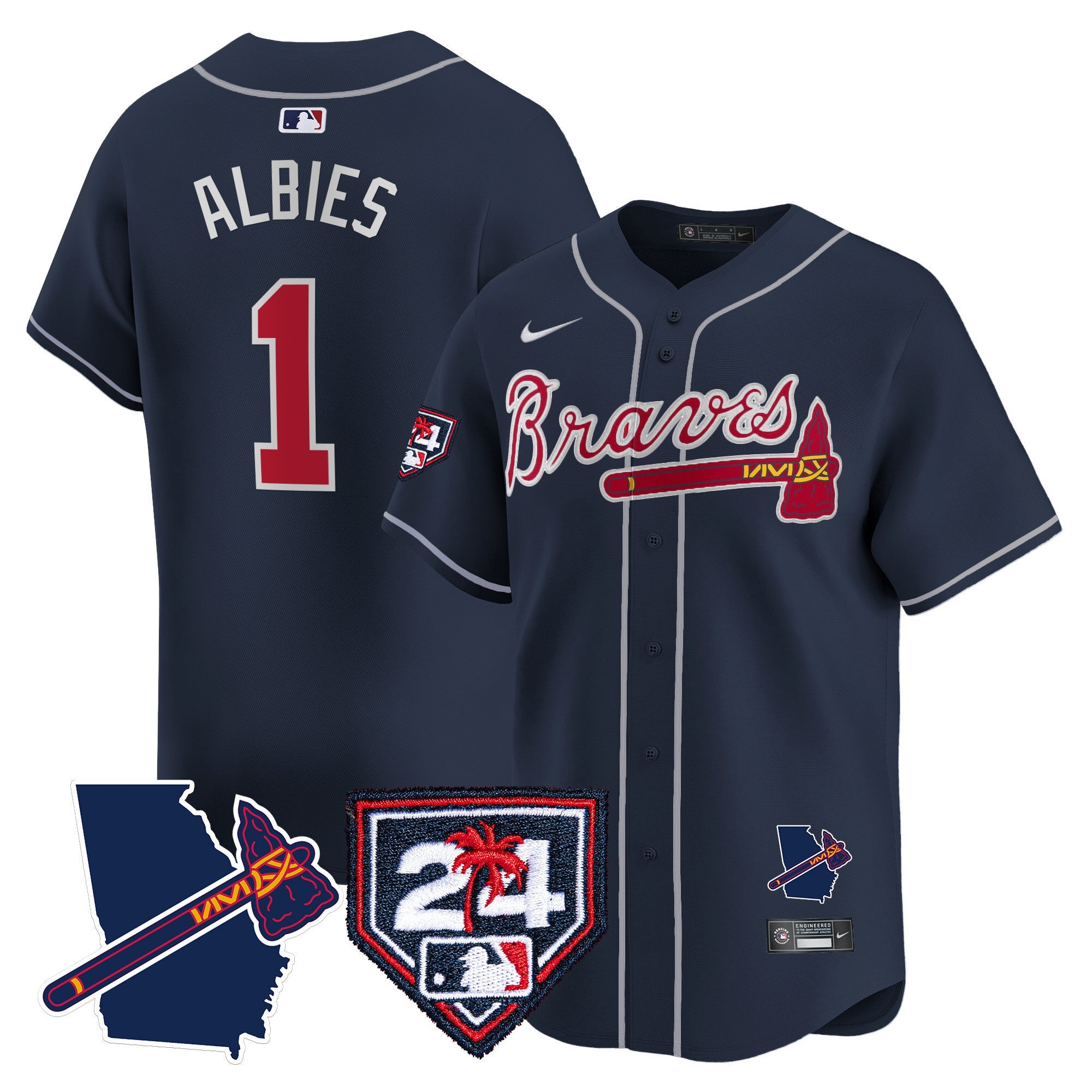 Men’s Atlanta 2024 Spring Training & Georgia Patch Vapor Premier Limited Jersey